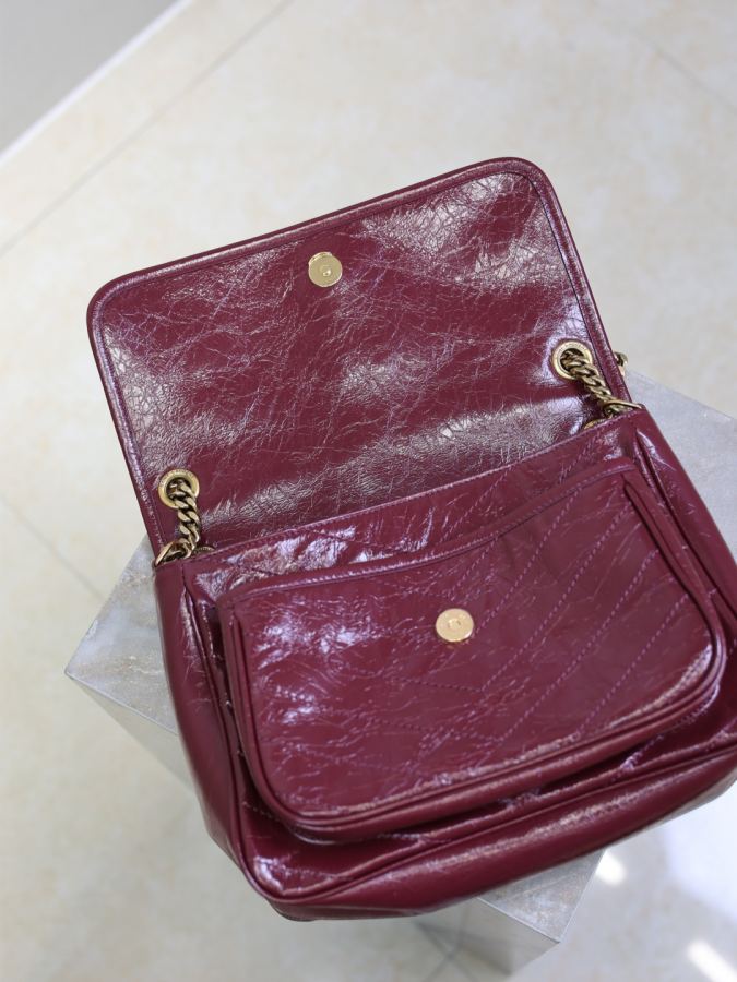 YSL bag Maroon gold buckle oil wax leather 28cm — AAA Quality Replica — photo 7
