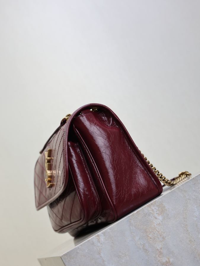 YSL bag Maroon gold buckle oil wax leather 28cm — AAA Quality Replica — photo 4