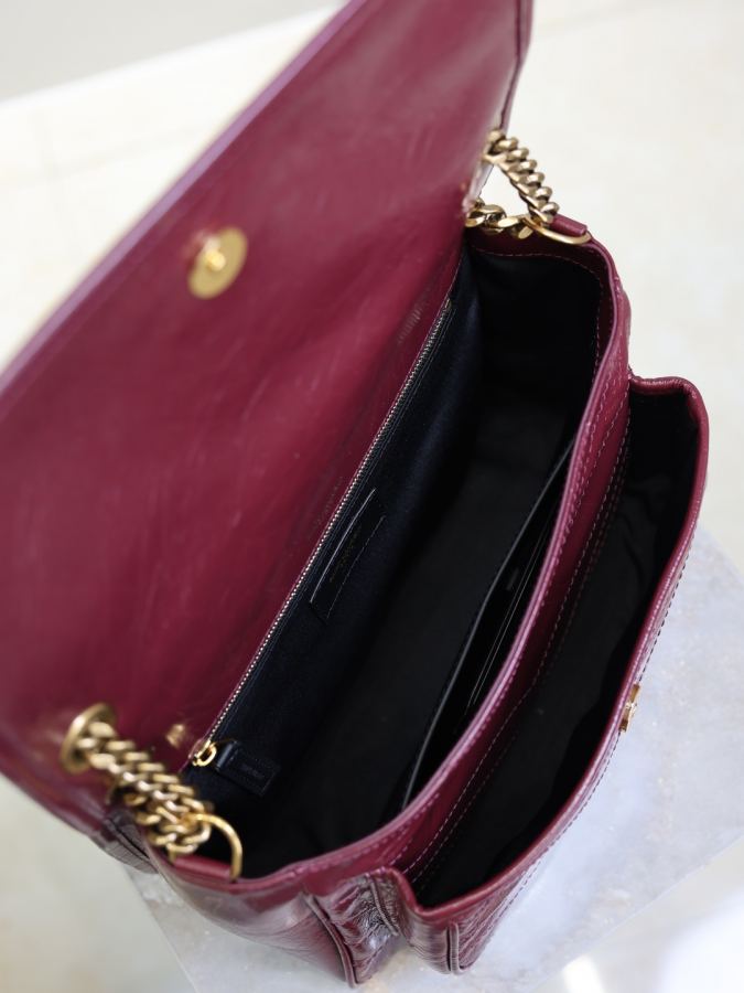 YSL bag Maroon gold buckle oil wax leather 28cm — AAA Quality Replica — photo 8