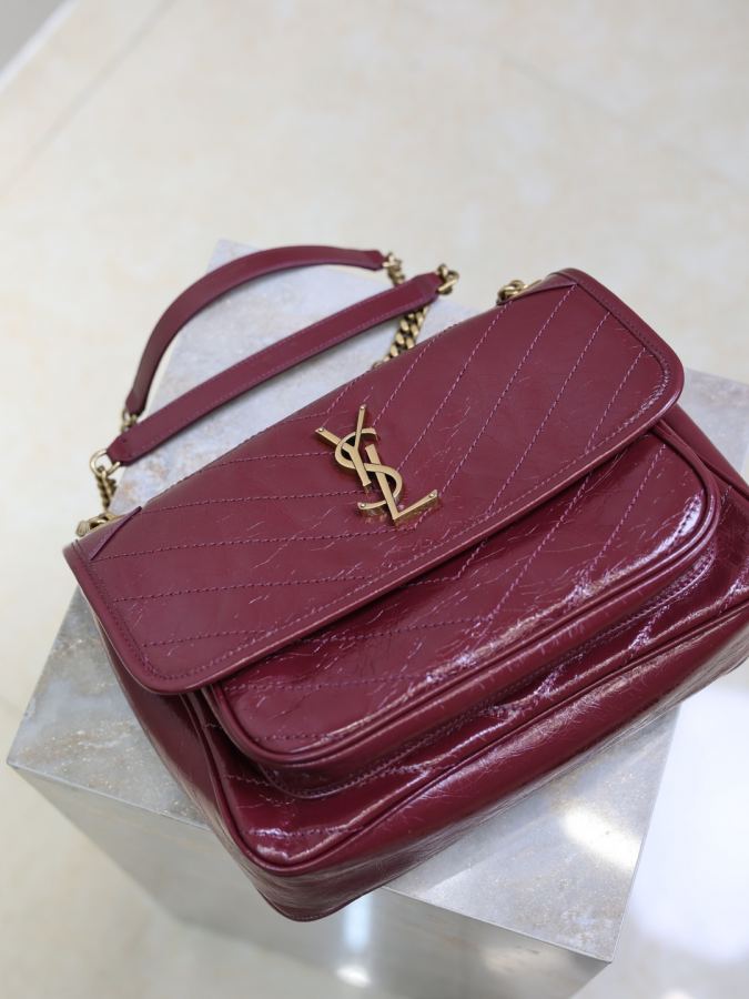 YSL bag Maroon gold buckle oil wax leather 28cm — AAA Quality Replica — photo 6