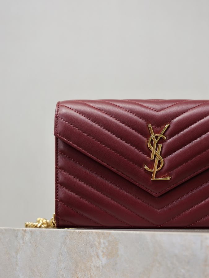 YSL-veske Maroon saueskinn gullspenne — photo 5