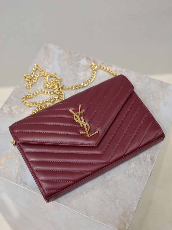 YSL-veske Maroon saueskinn gullspenne — photo 7