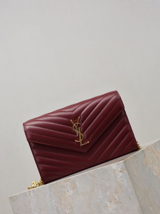 YSL-veske Maroon saueskinn gullspenne — photo 2
