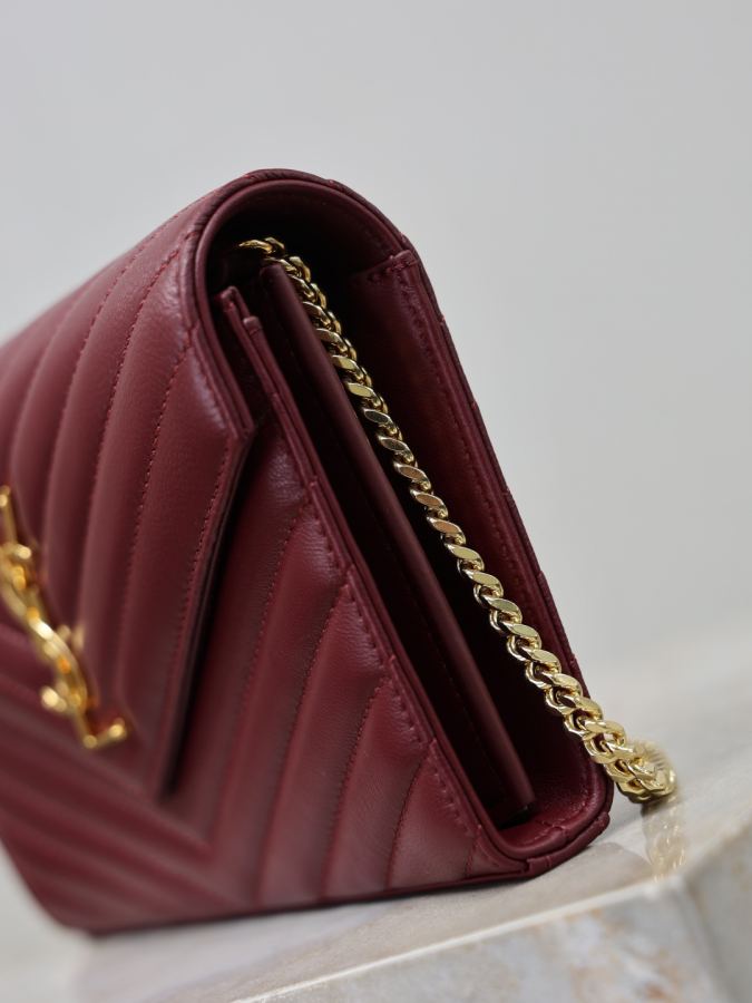 YSL-veske Maroon saueskinn gullspenne — photo 4