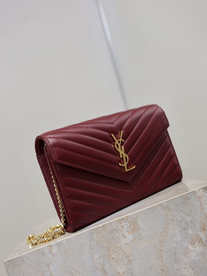 YSL-veske Maroon saueskinn gullspenne — photo 3