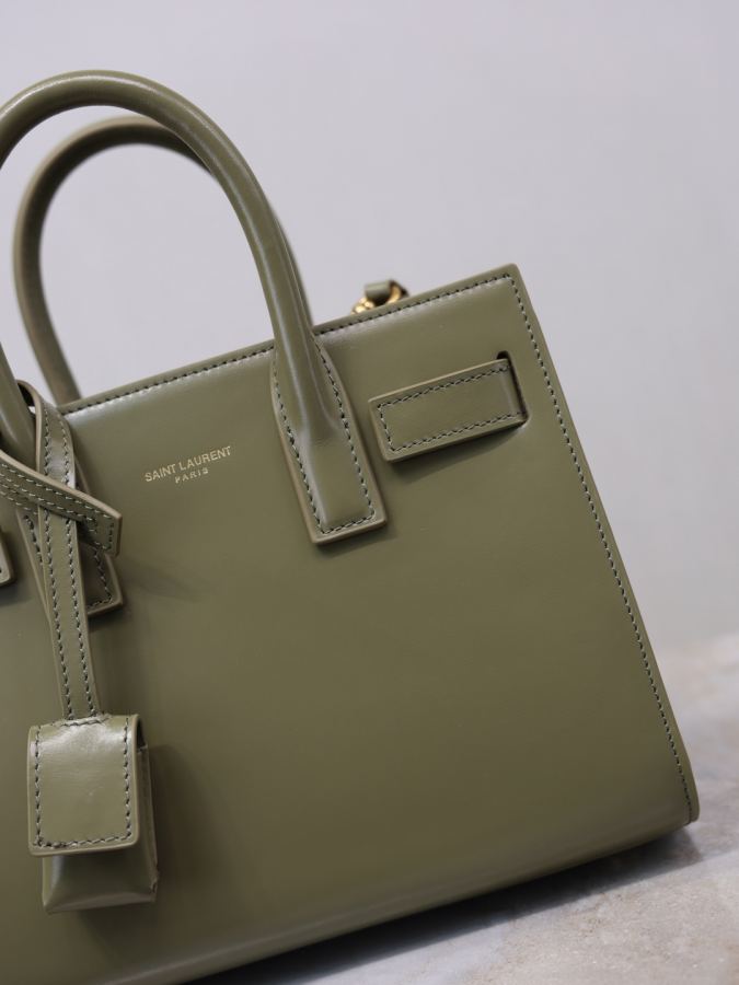 YSL bag Wheat green hand-rubbed gold buckle accordion bag 22cm — Premium Replica — photo 3