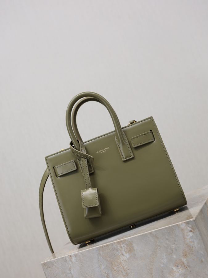 YSL bag Wheat green hand-rubbed gold buckle accordion bag 22cm — Premium Replica — photo 2