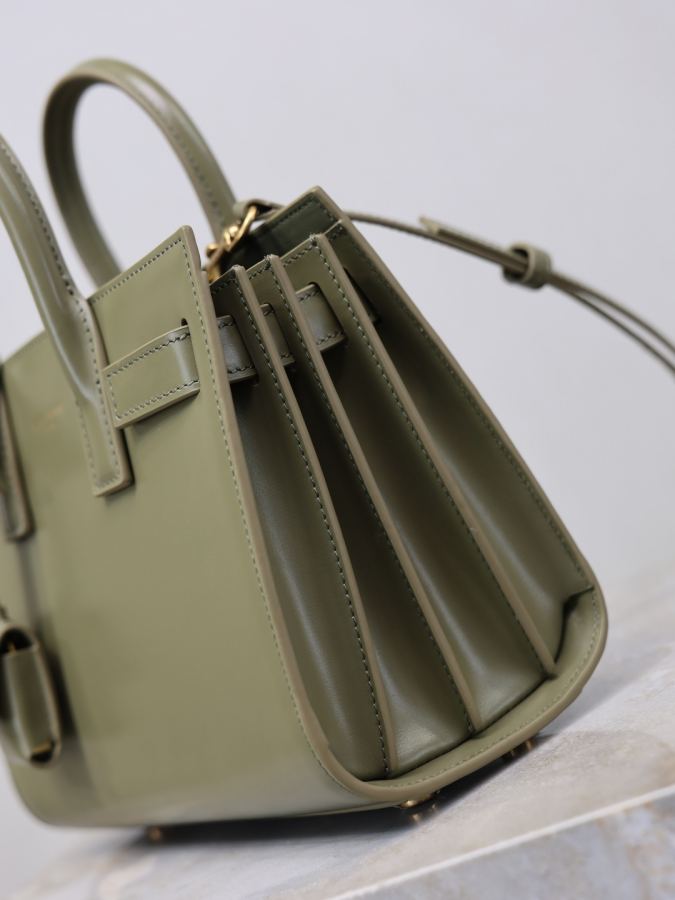YSL bag Wheat green hand-rubbed gold buckle accordion bag 22cm — Premium Replica — photo 5
