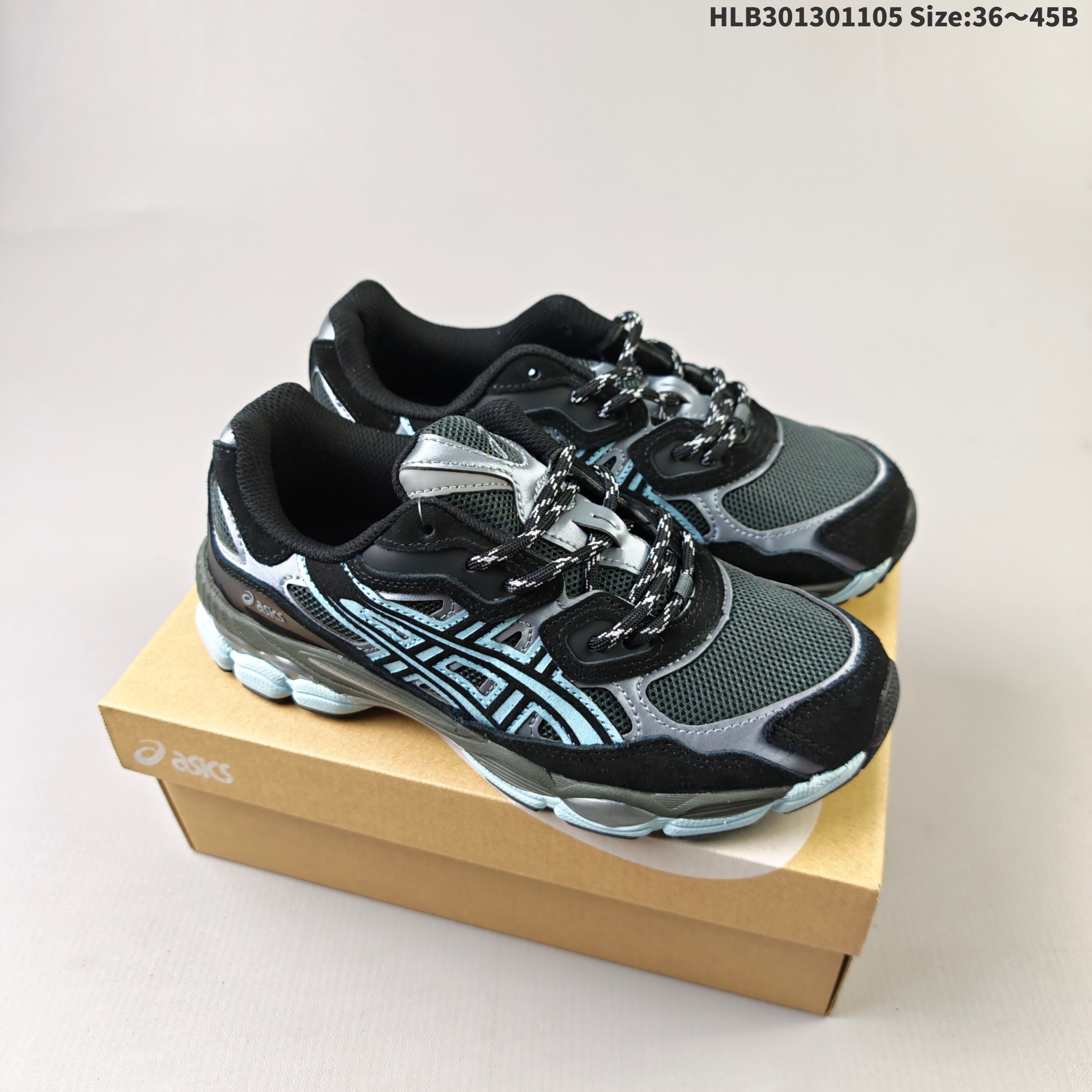 ASICS GEL NYC Black Graphite Light Blue EU 36-45 Running Shoe Running Sneakers - Unisex BS-69322