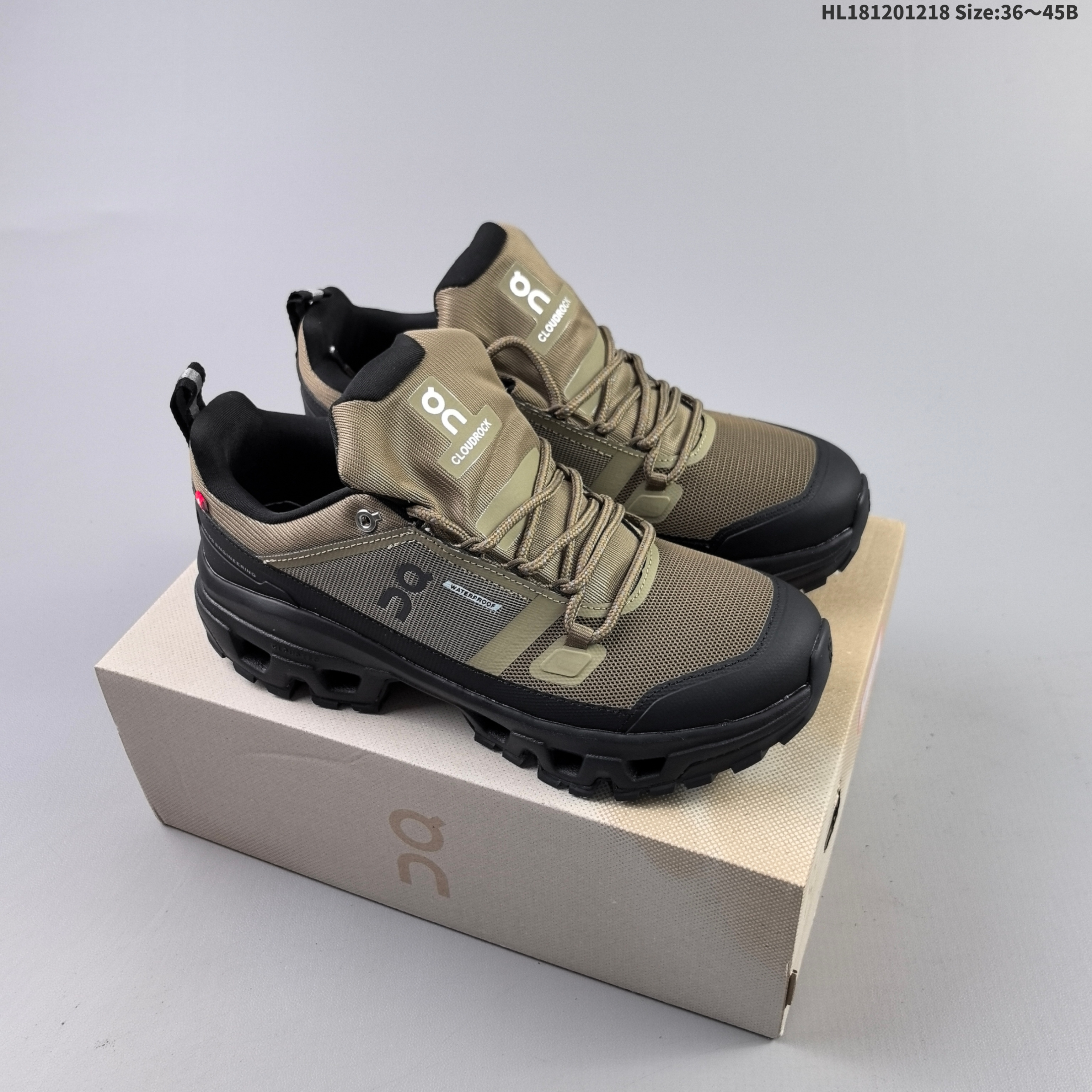 On Running Cloudrock Low WP Olive Black EU 36-45 Trail Shoe Trail Running Sneakers - Unisex BS-69738