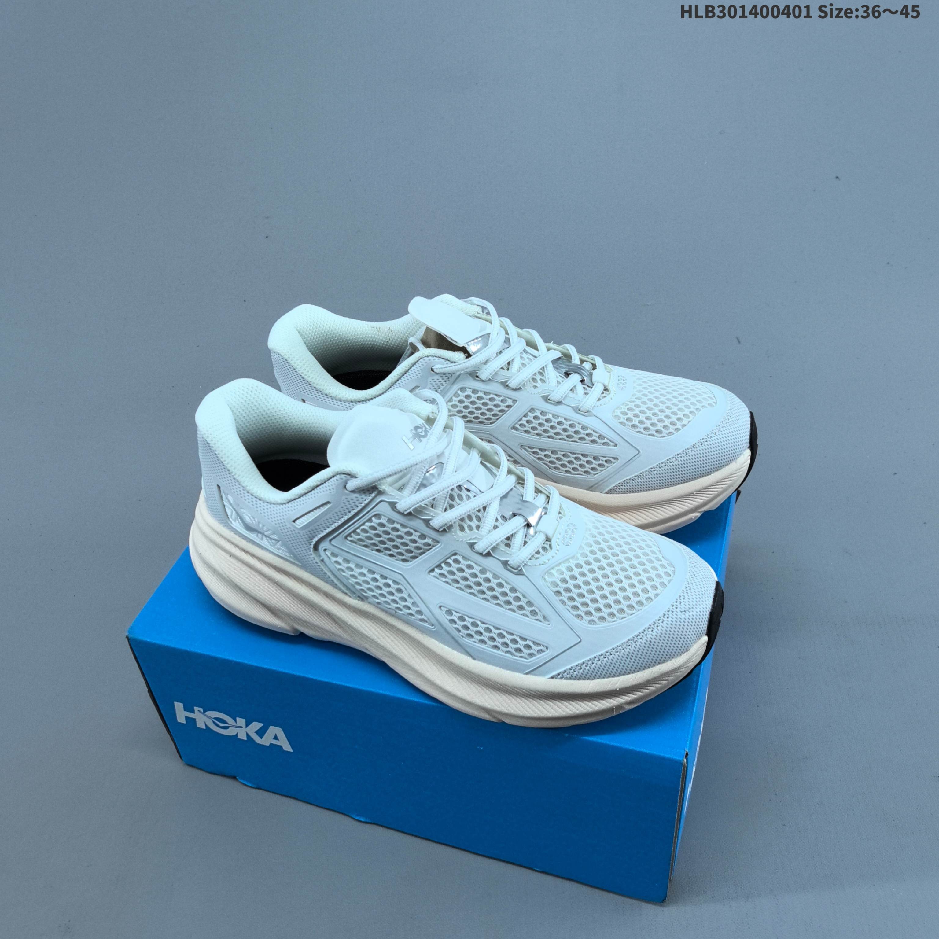 HOKA ONE ONE Clifton One9 Light White Cream Black EU 36-45 Running Shoe Running Sneakers - Unisex BS-69363