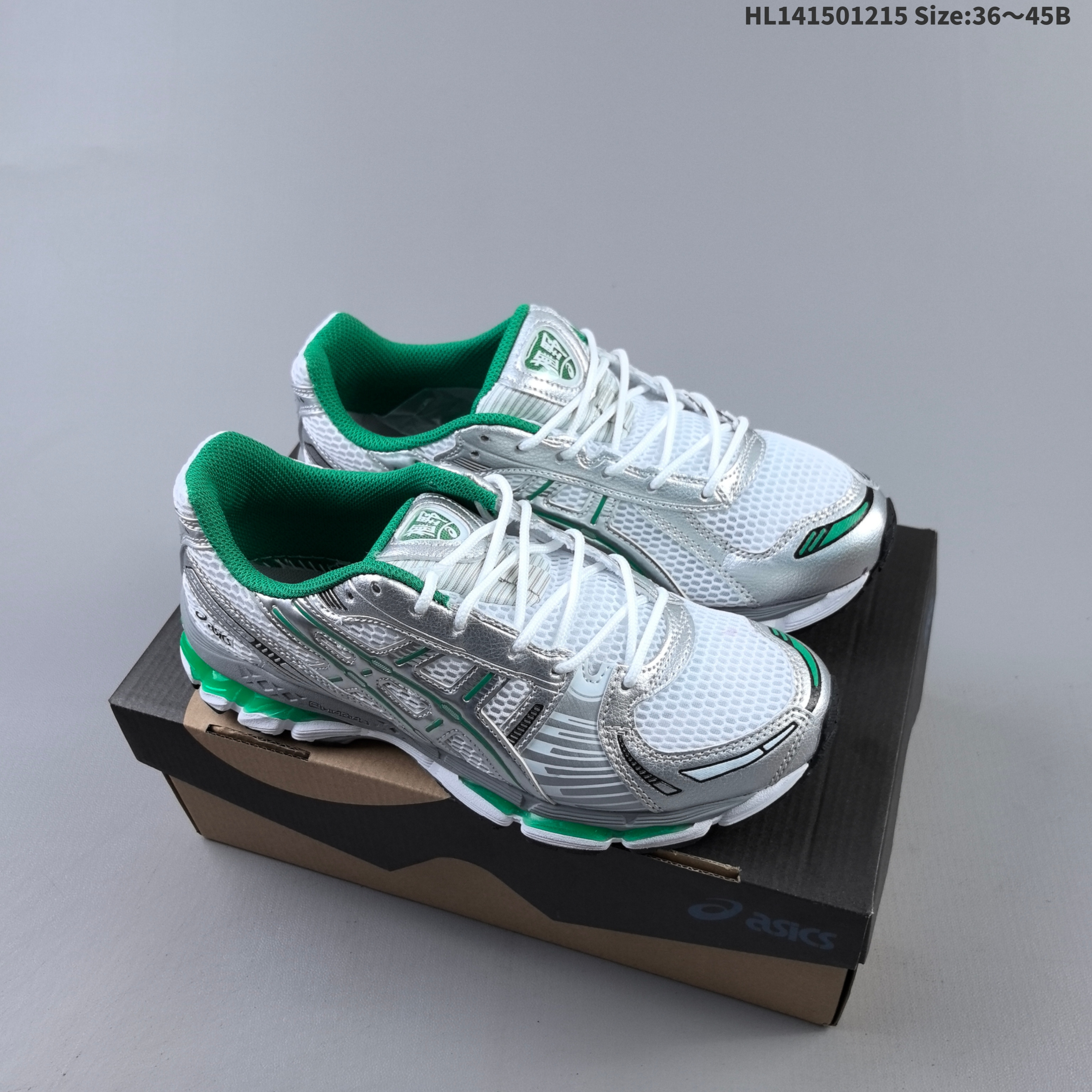ASICS Gel-Kayano 12 1 White Silver Green EU 36-45 Running Shoe Running Sneakers - Unisex BS-69149