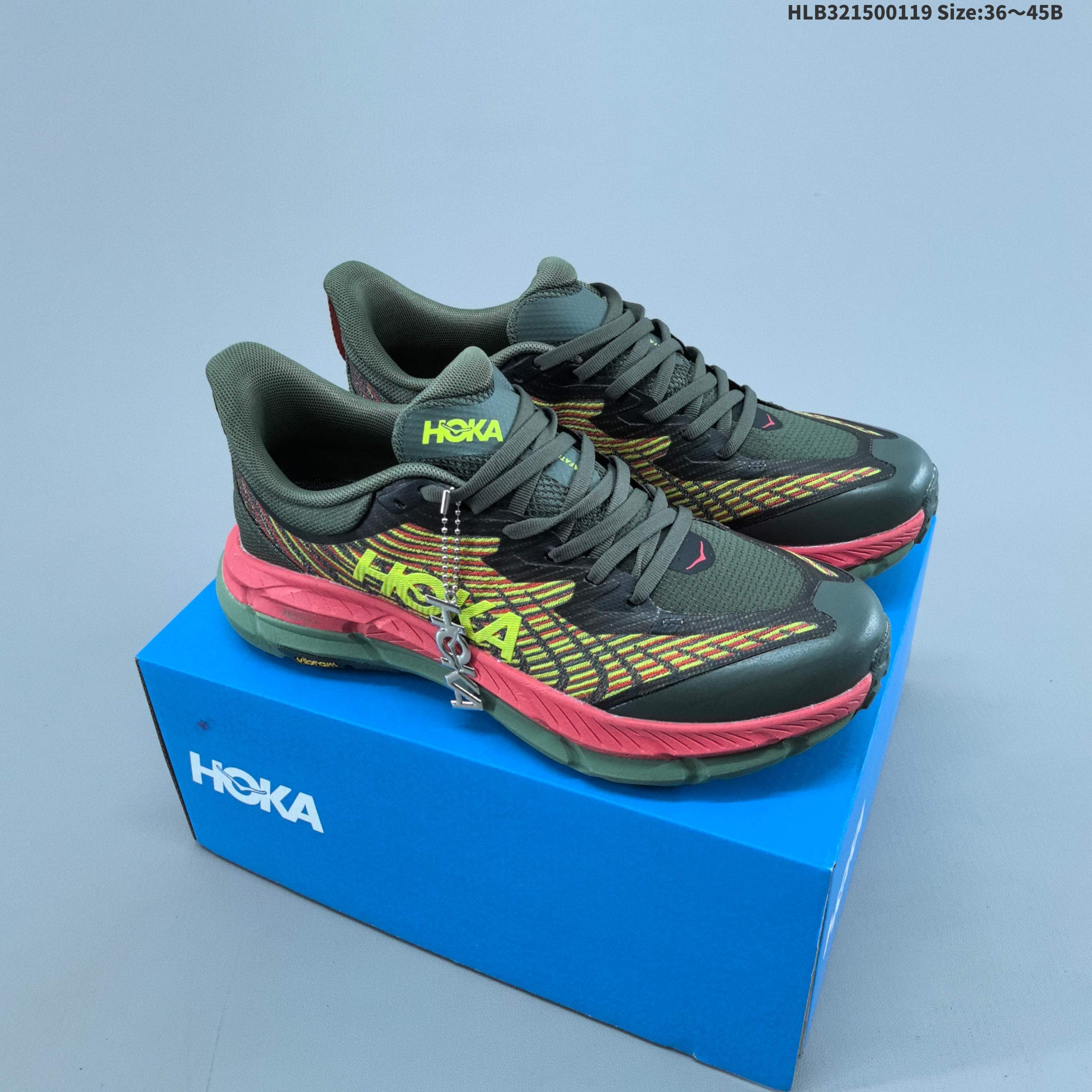 HOKA Mafate Speed 4 Dark Green Neon Yellow Coral Pink Black EU 36-45 Trail Shoe Trail Running Sneakers - Unisex BS-69399