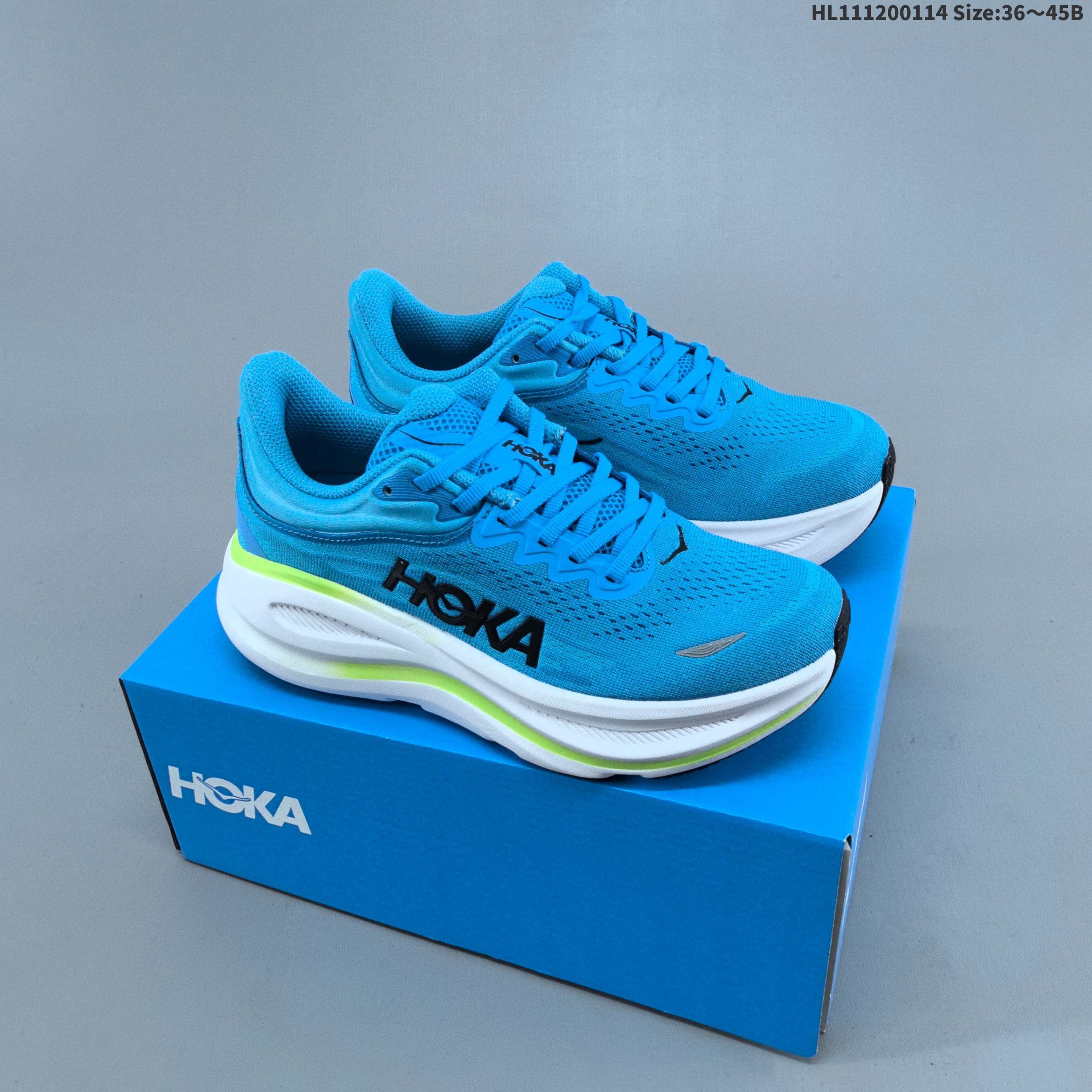 HOKA Bondi 9 Blue White Neon Green Black EU 36-45 Running Shoe Running Sneakers - Unisex BS-69402