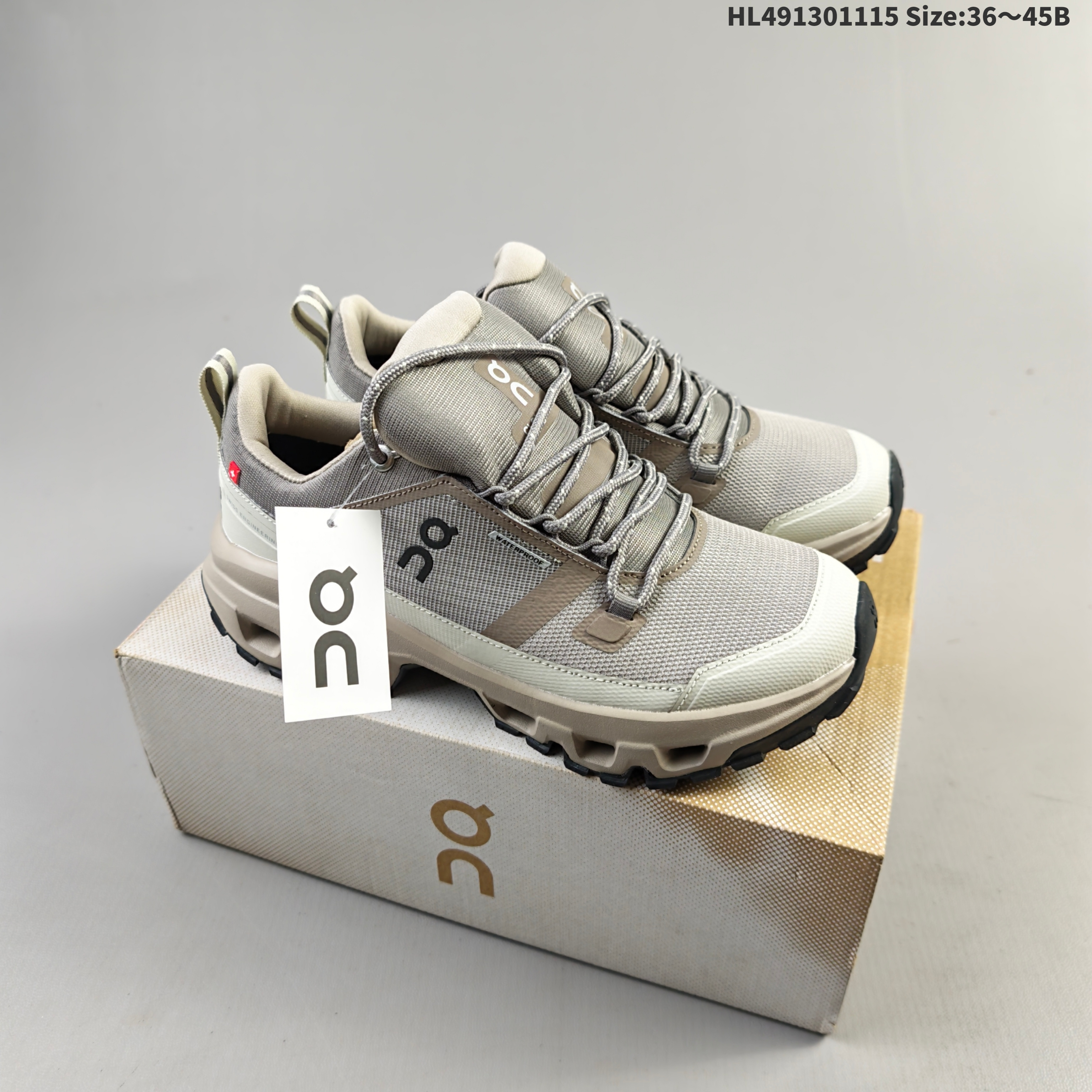 On Running Cloudrock Low WP Khaki Grey Beige Black EU 36-45 Trail Shoe Trail Running Sneakers - Unisex BS-69814