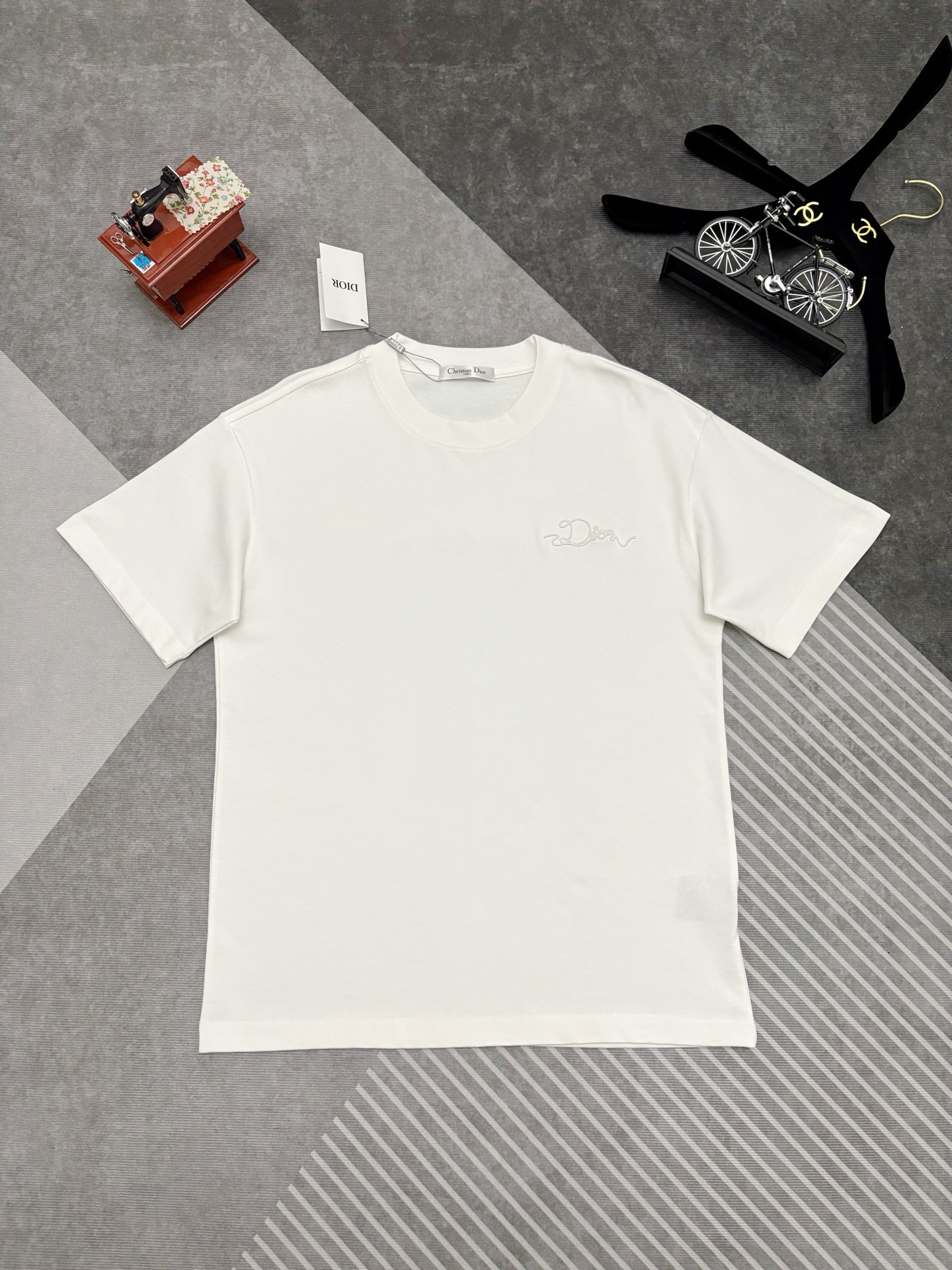 Dior men Dior embroidered double yarn cotton short-sleeved T-shirt — Premium Replica