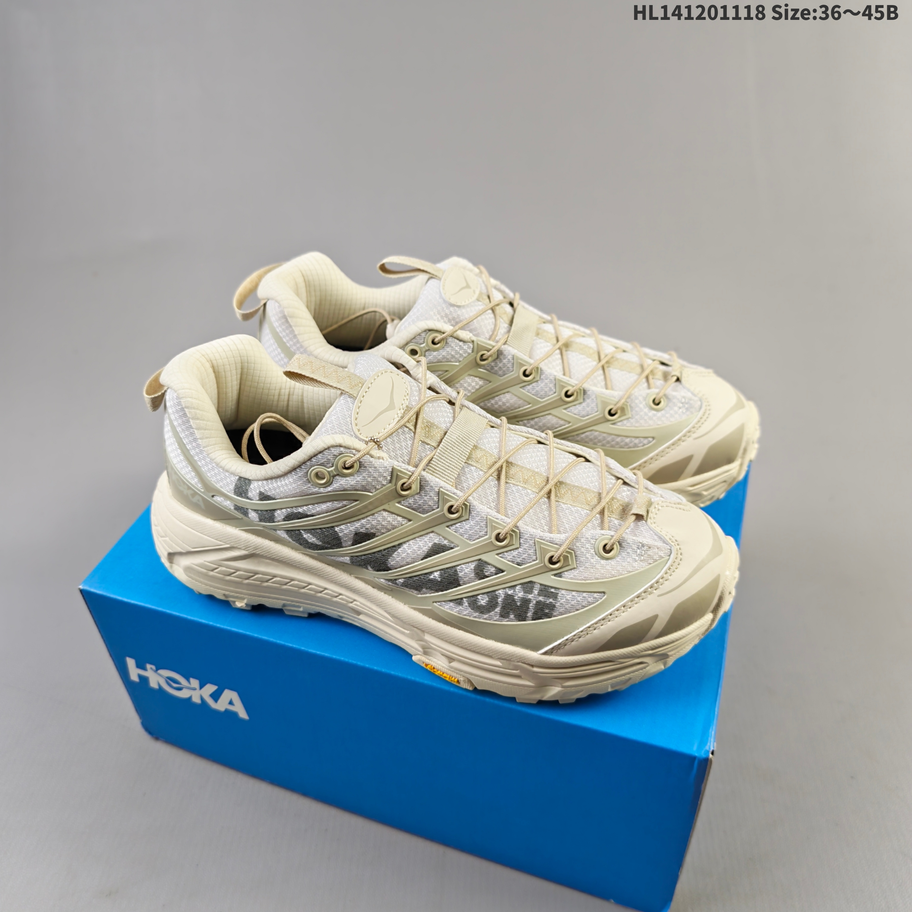 HOKA ONE ONE Mafate Three 2 Beige Light Grey Off White EU 36-45 Trail Shoe Trail Running Sneakers - Unisex BS-69475