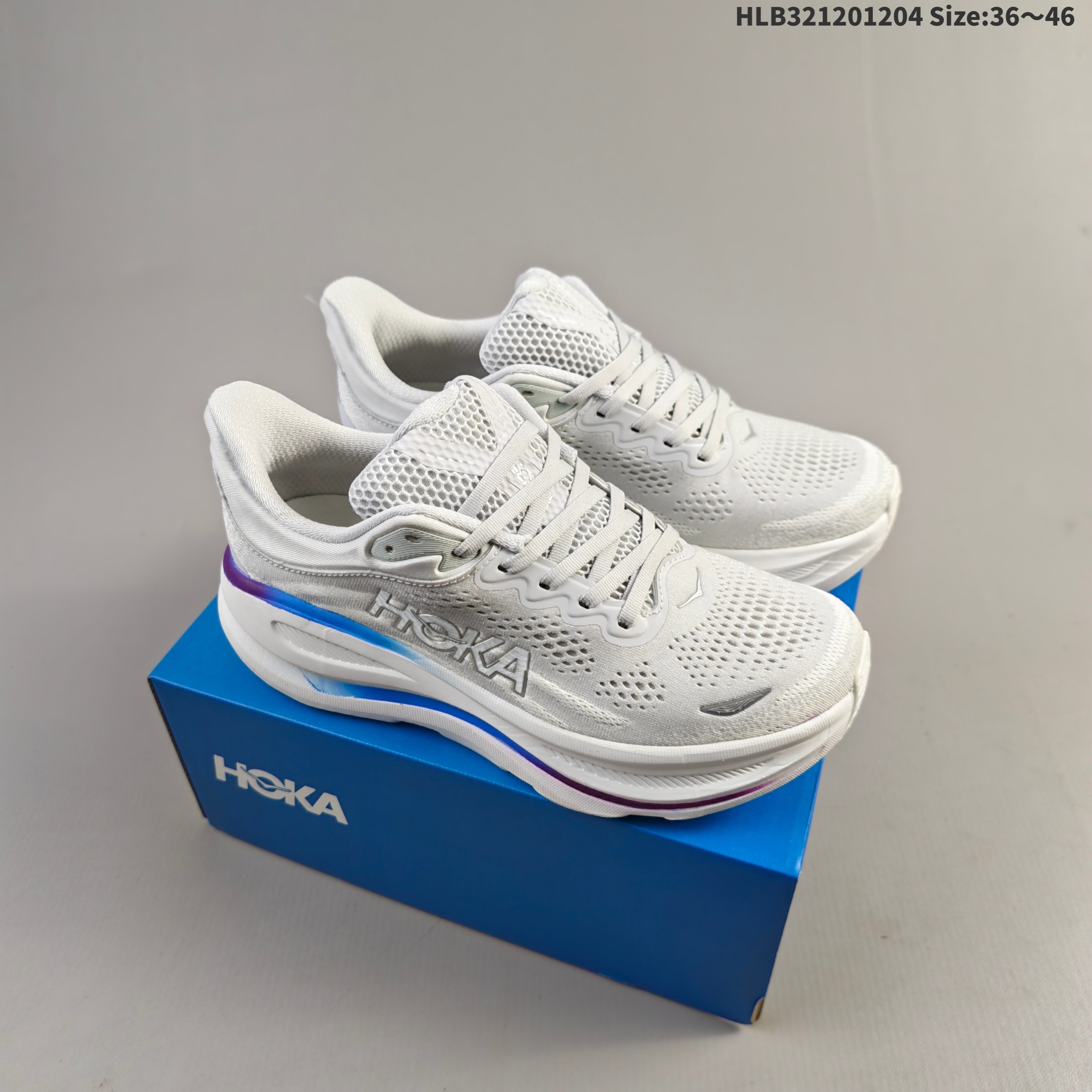 HOKA ONE ONE Bondi 9 White Blue Purple EU 36-46 Running Shoe Running Sneakers - Unisex BS-69437