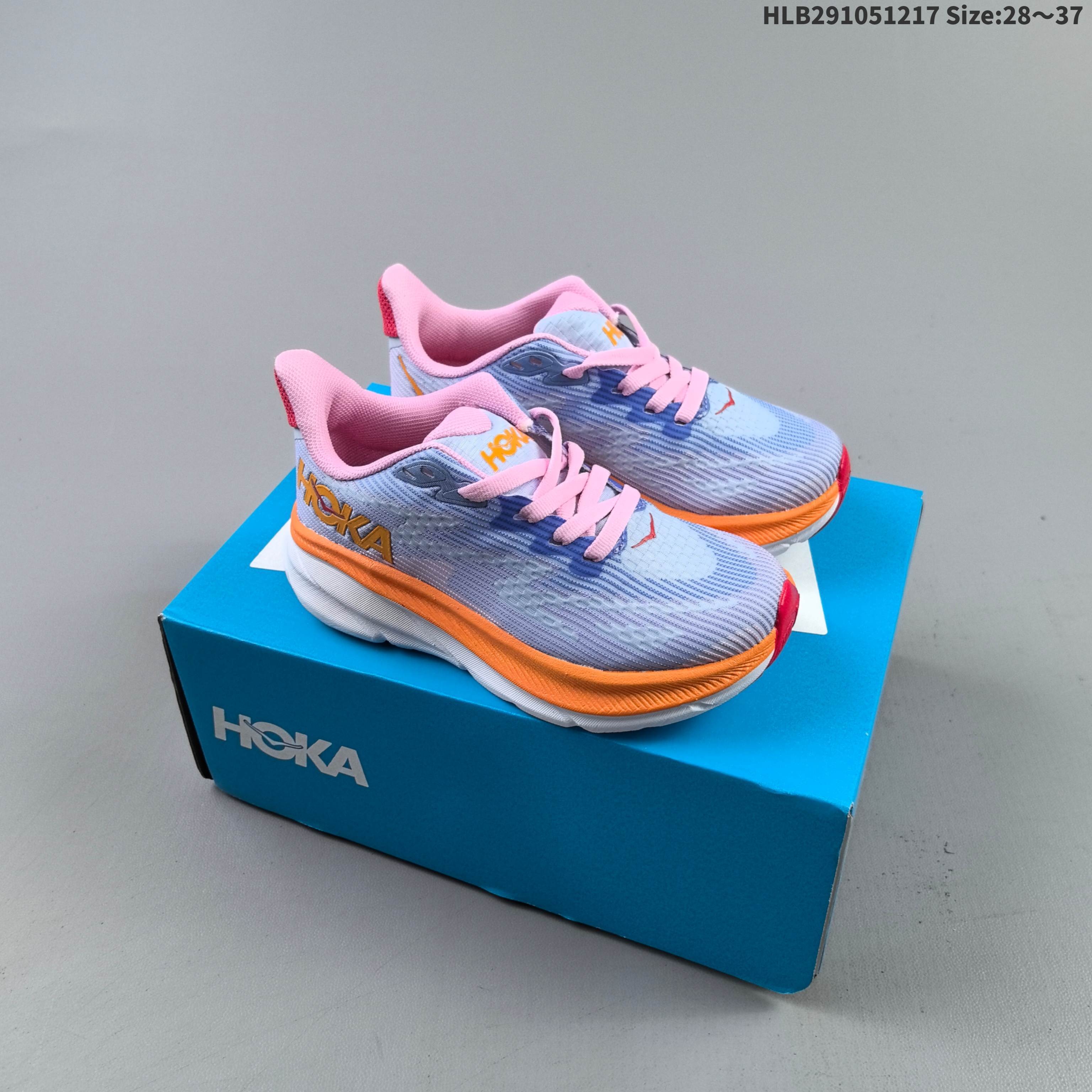 HOKA Clifton 9 Light Blue Pink Orange White Red EU 28-37 Running Shoe Running Sneakers - Women s BS-69429