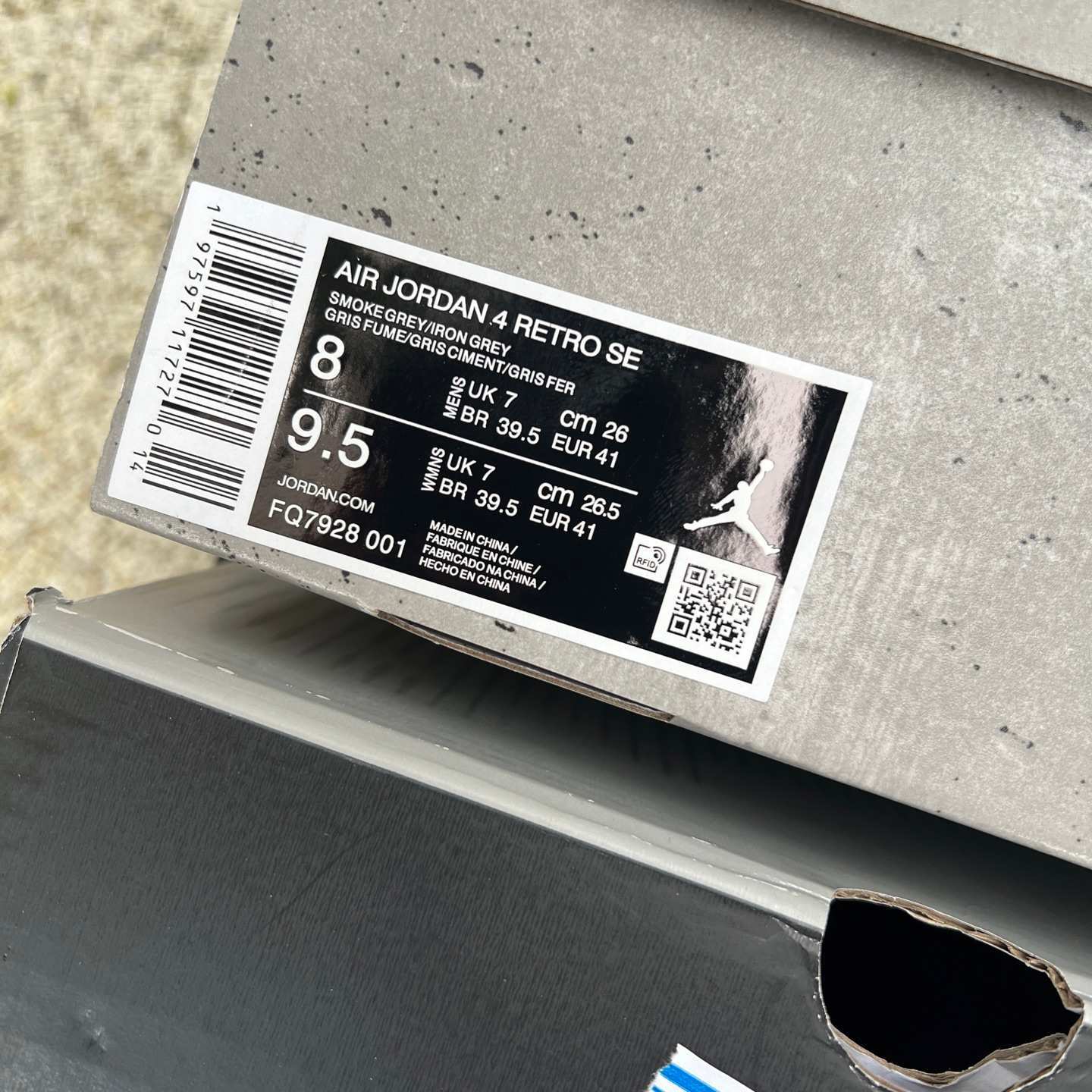 h AIR JORDAN 4 SE "Smoke Grey" FQ7928-001 — 1:1 Replica