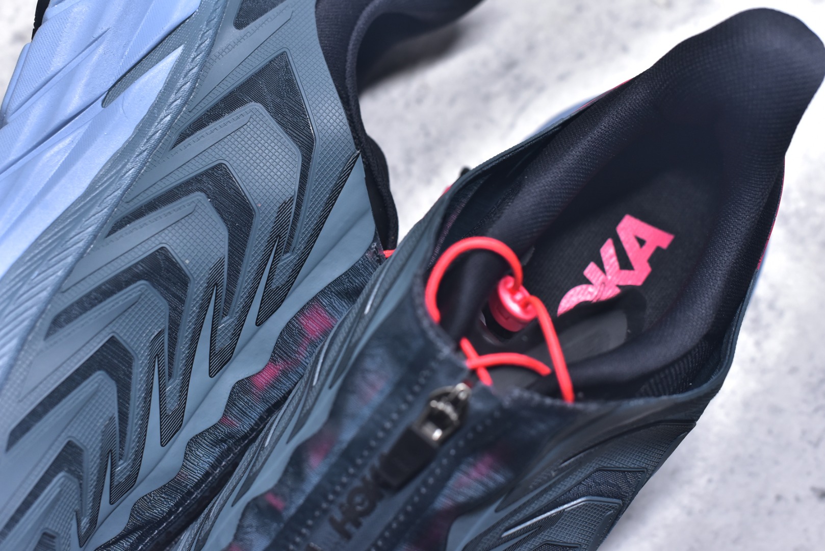 HOKA ONE ONE Project Clifton Dark Grey Light Blue Black Red Running Shoe Running Sneakers BS-59540