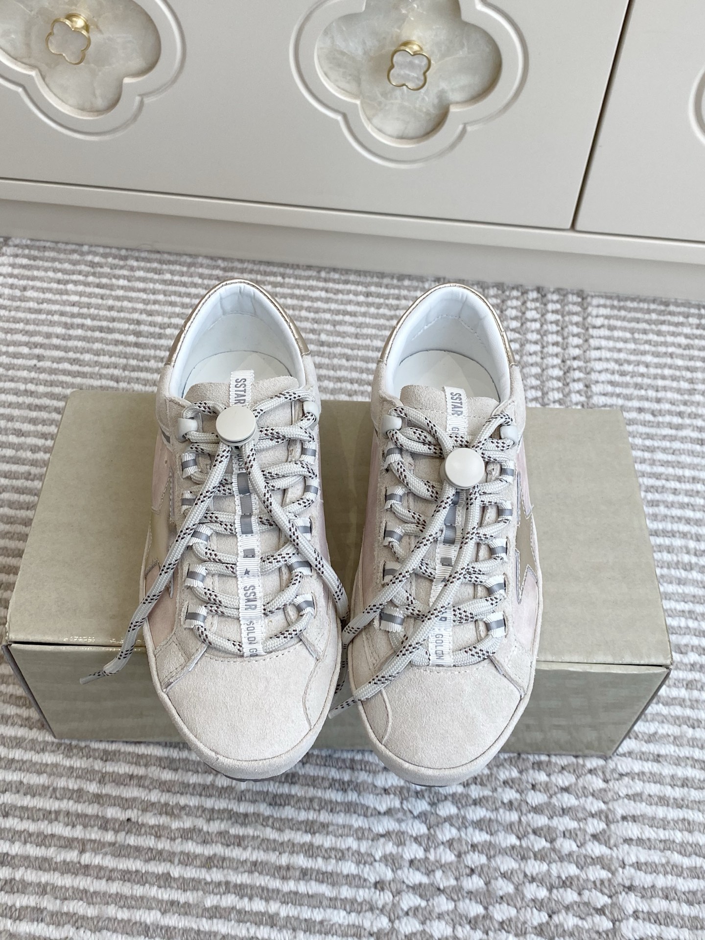 Golden Goose Super Star Light Pink Silver Off White Brown Sneaker BS-87409