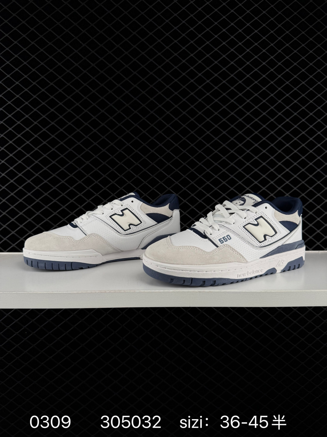 New Balance 550 White Off White Navy Blue EU 36-45 Skate Shoe Unisex BS-82321