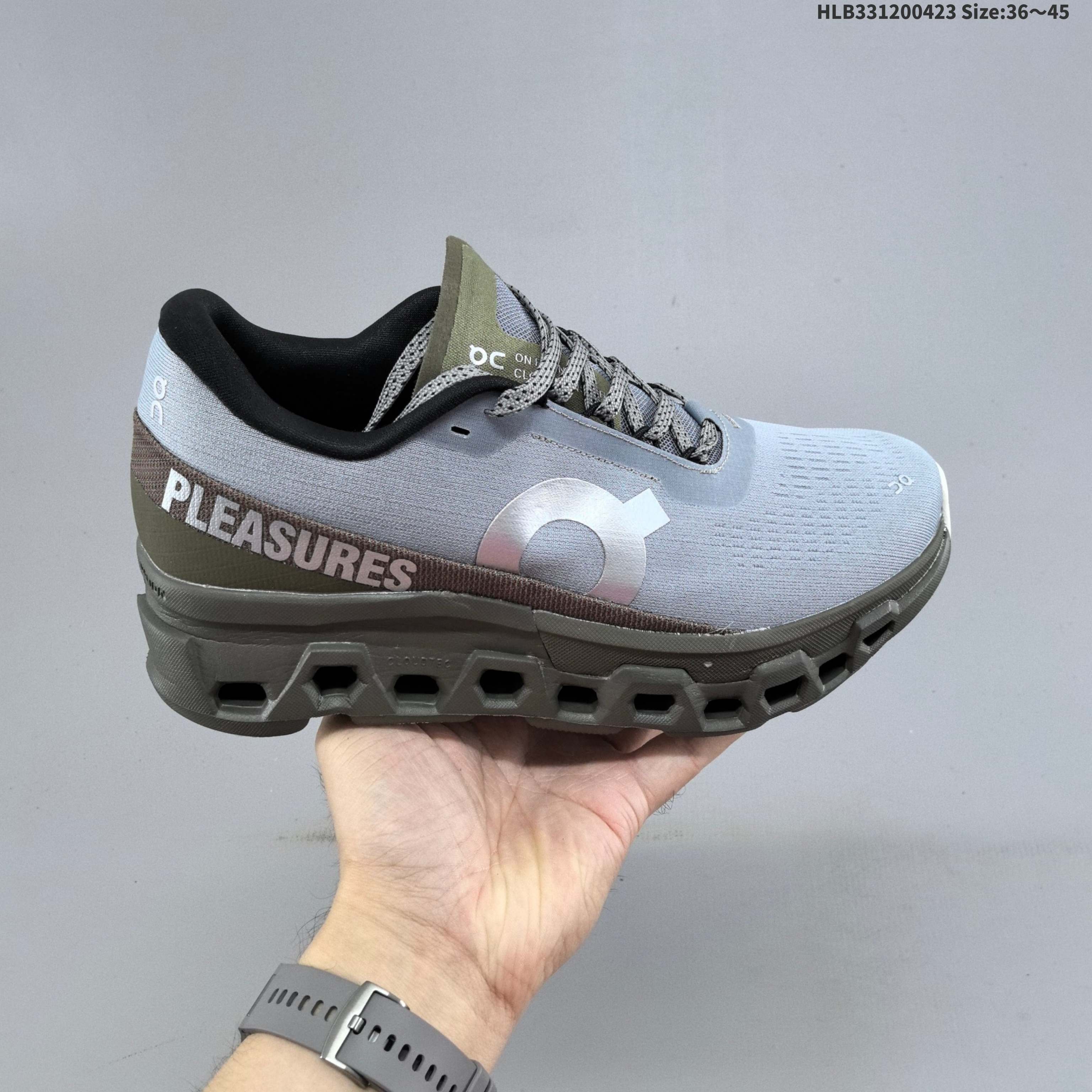On Cloudmonster 2 Pleasures Mist Grey Olive Silver Black EU 36-45 Running Shoe Running Sneakers - Unisex BS-69584
