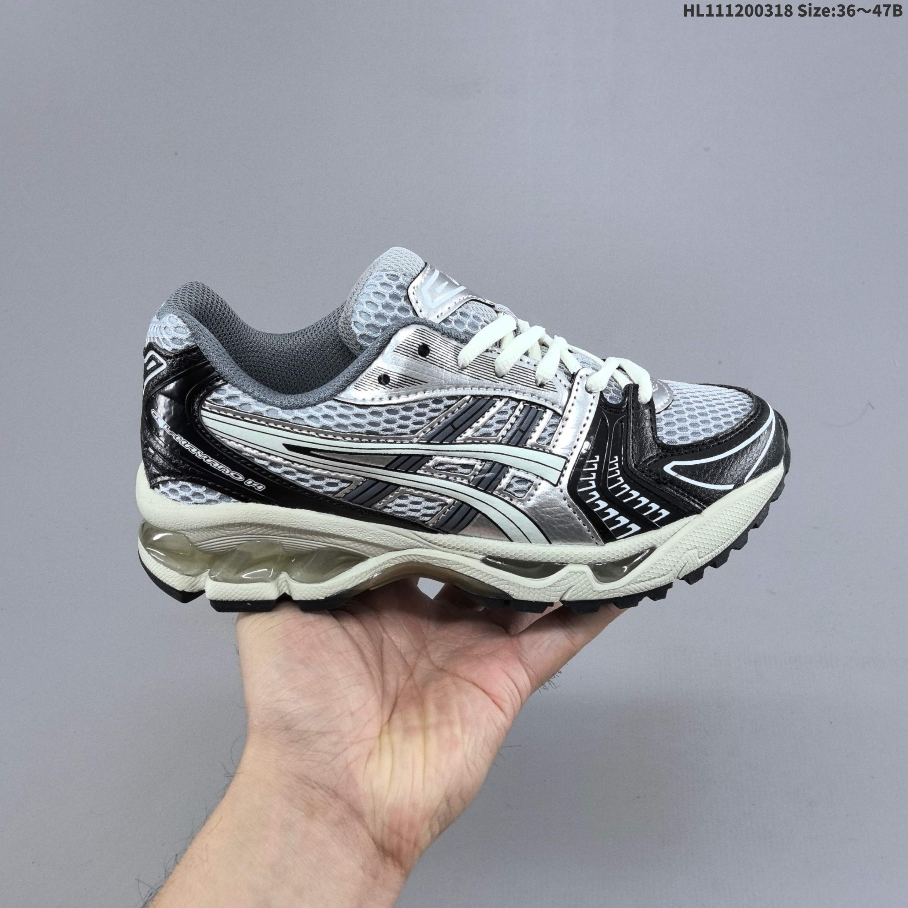 ASICS Gel-Kayano 14 Silver Black Cream Grey EU 36-47 Running Shoe Running Sneakers - Unisex BS-68992