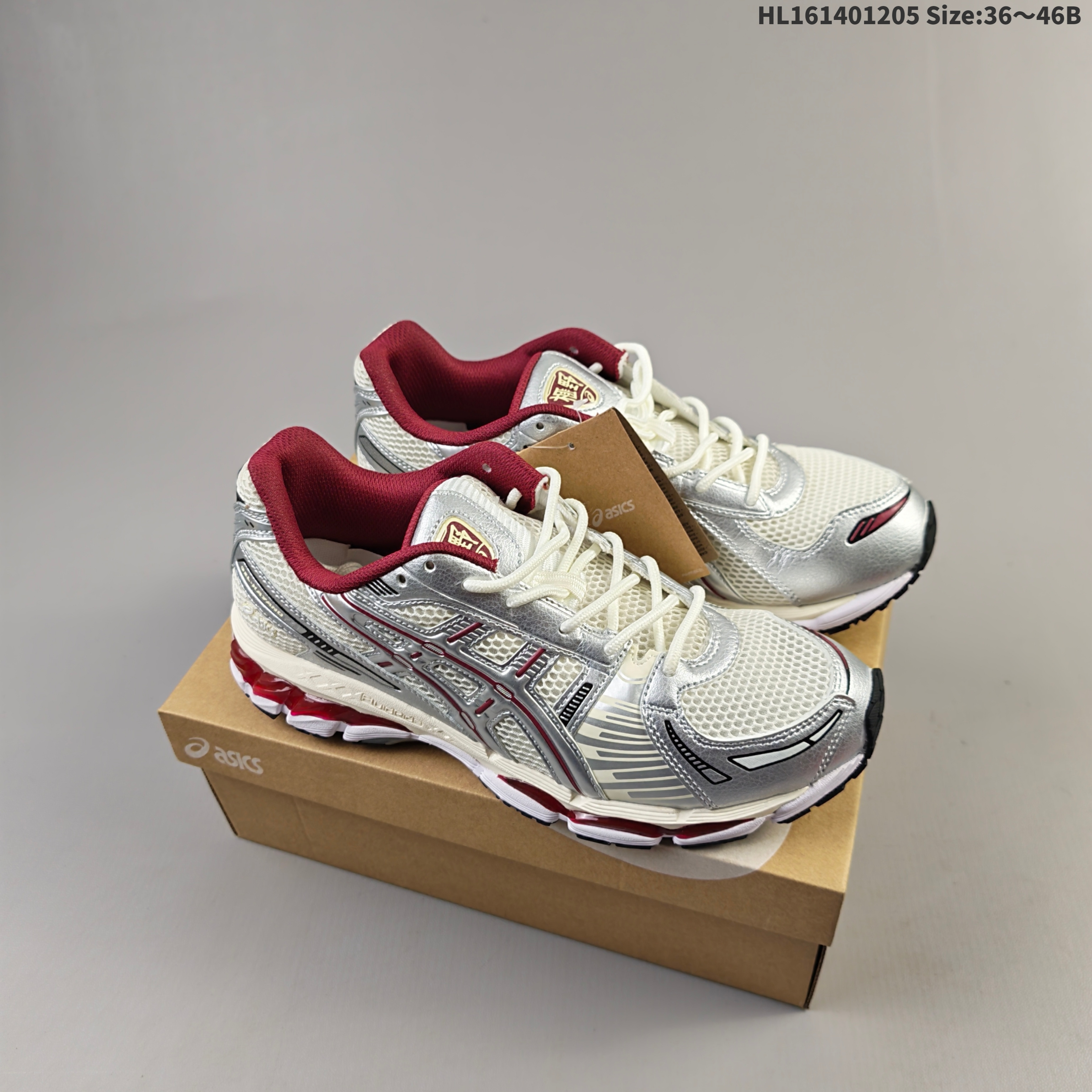 ASICS Gel-Kayano 12 1 Cream Silver Burgundy EU 36-46 Running Shoe Running Sneakers - Unisex BS-69178