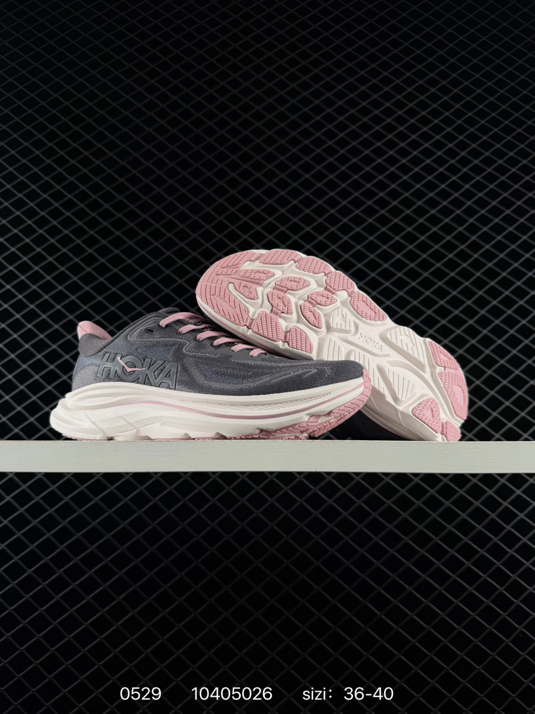 HOKA ONE ONE Clifton 9 Dark Grey White Pink EU 36-40 Running Shoe Running Sneakers - Unisex BS-86221
