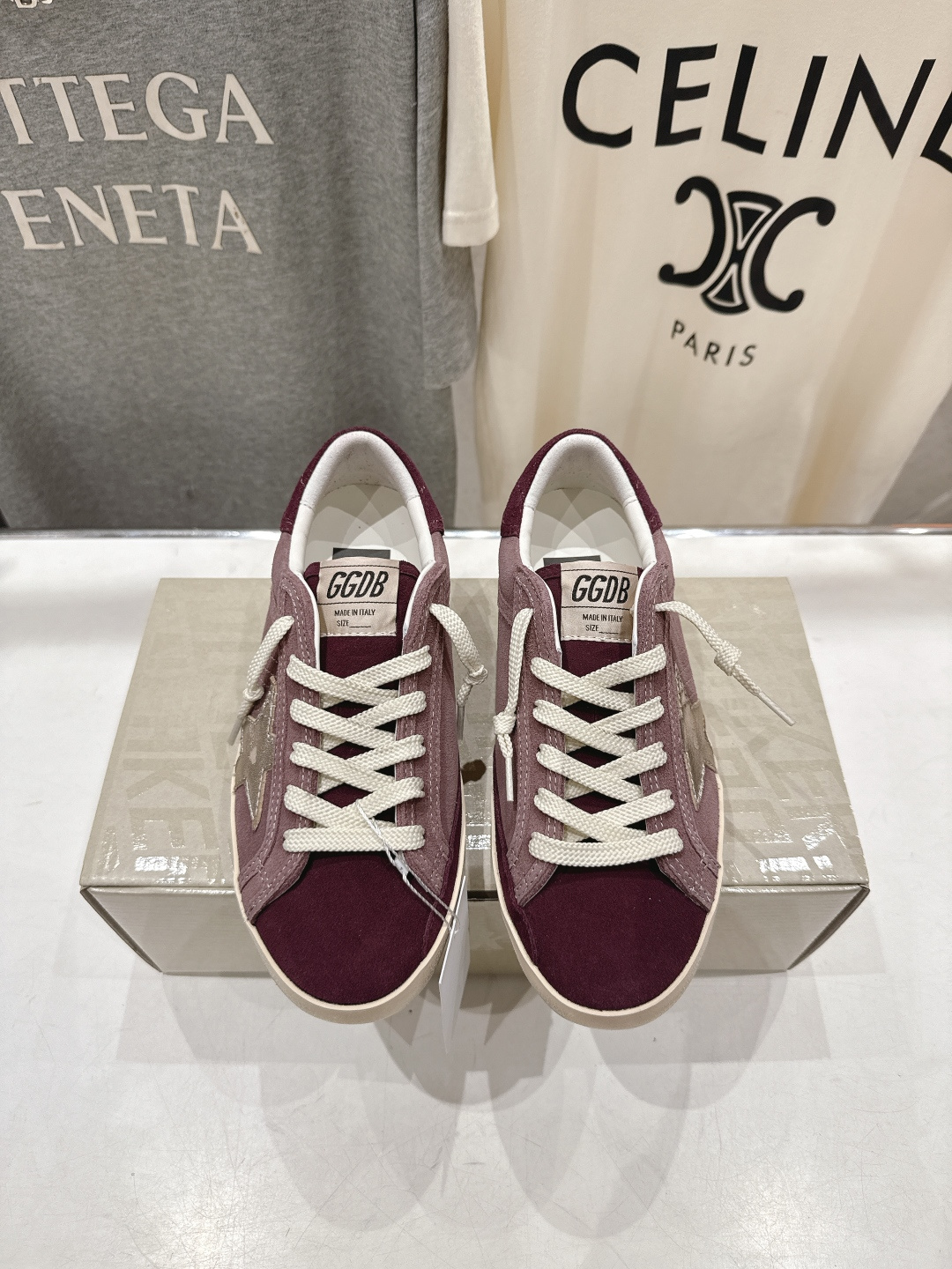 Golden Goose Super Star Burgundy Mauve Silver Off White Skate Shoe BS-87460