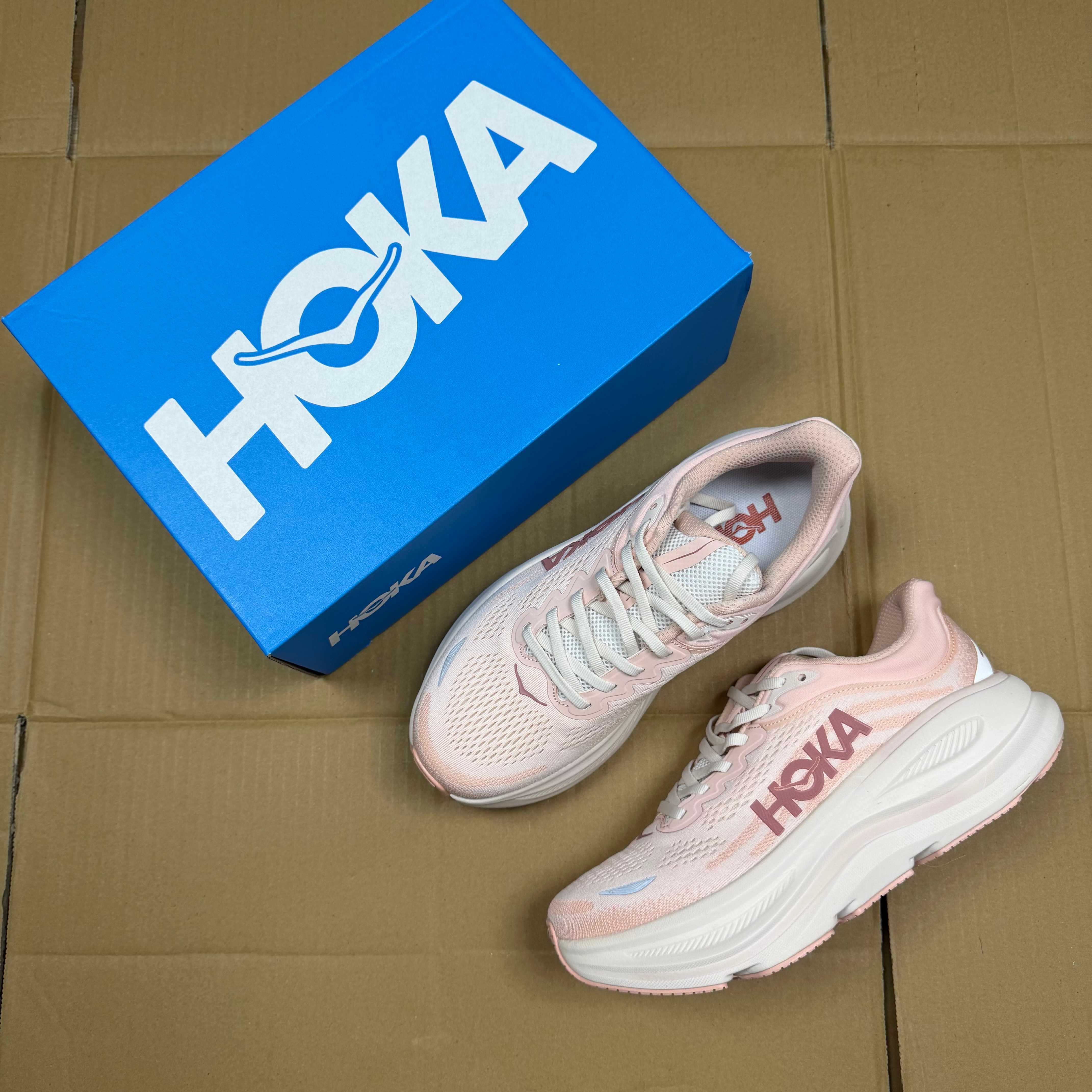 HOKA Bondi 9 Light Pink Off White Rose Running Shoe Running Sneakers BS-86915