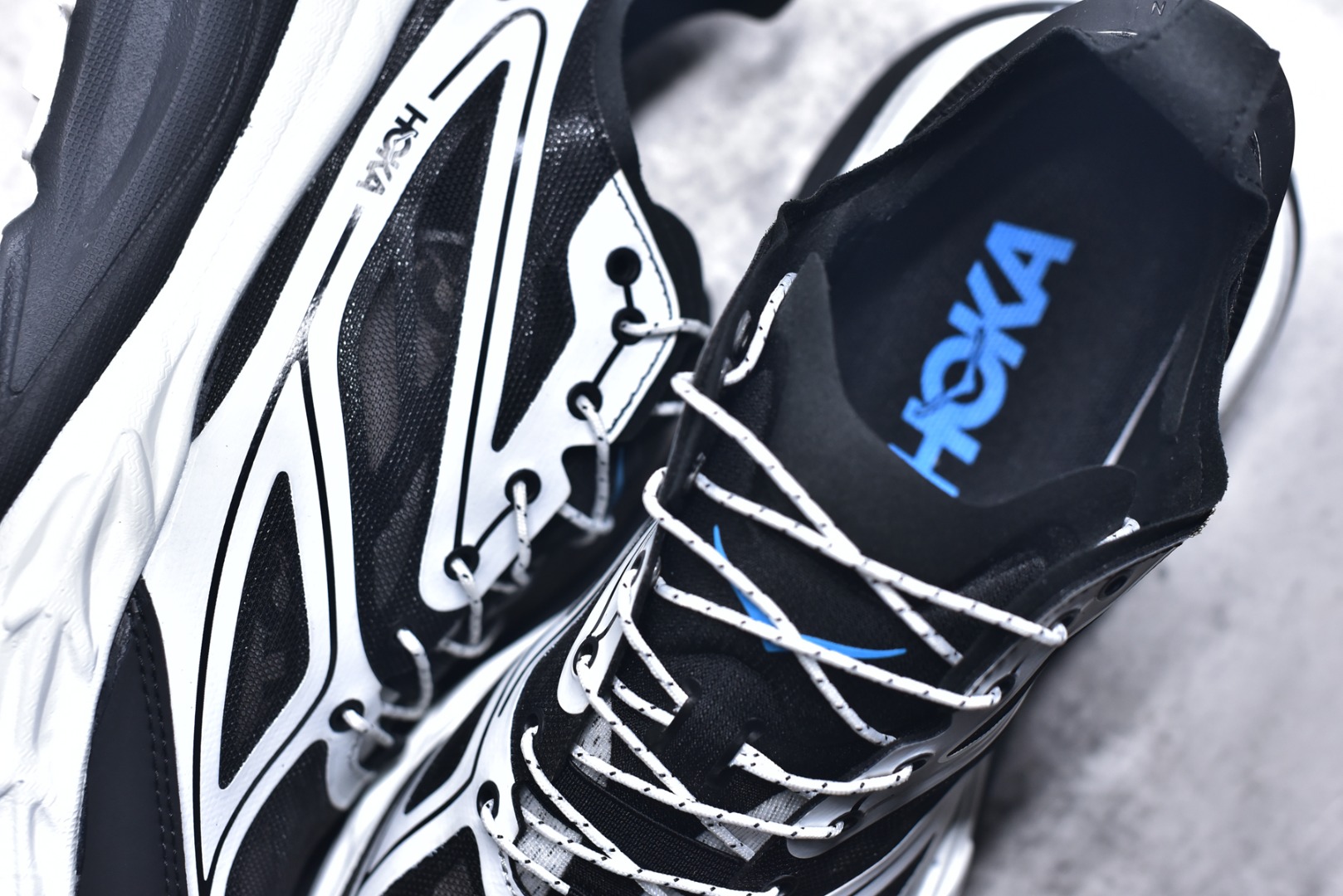 HOKA ONE ONE M Stinson One7 Black White Blue Running Shoe Running Sneakers BS-59794