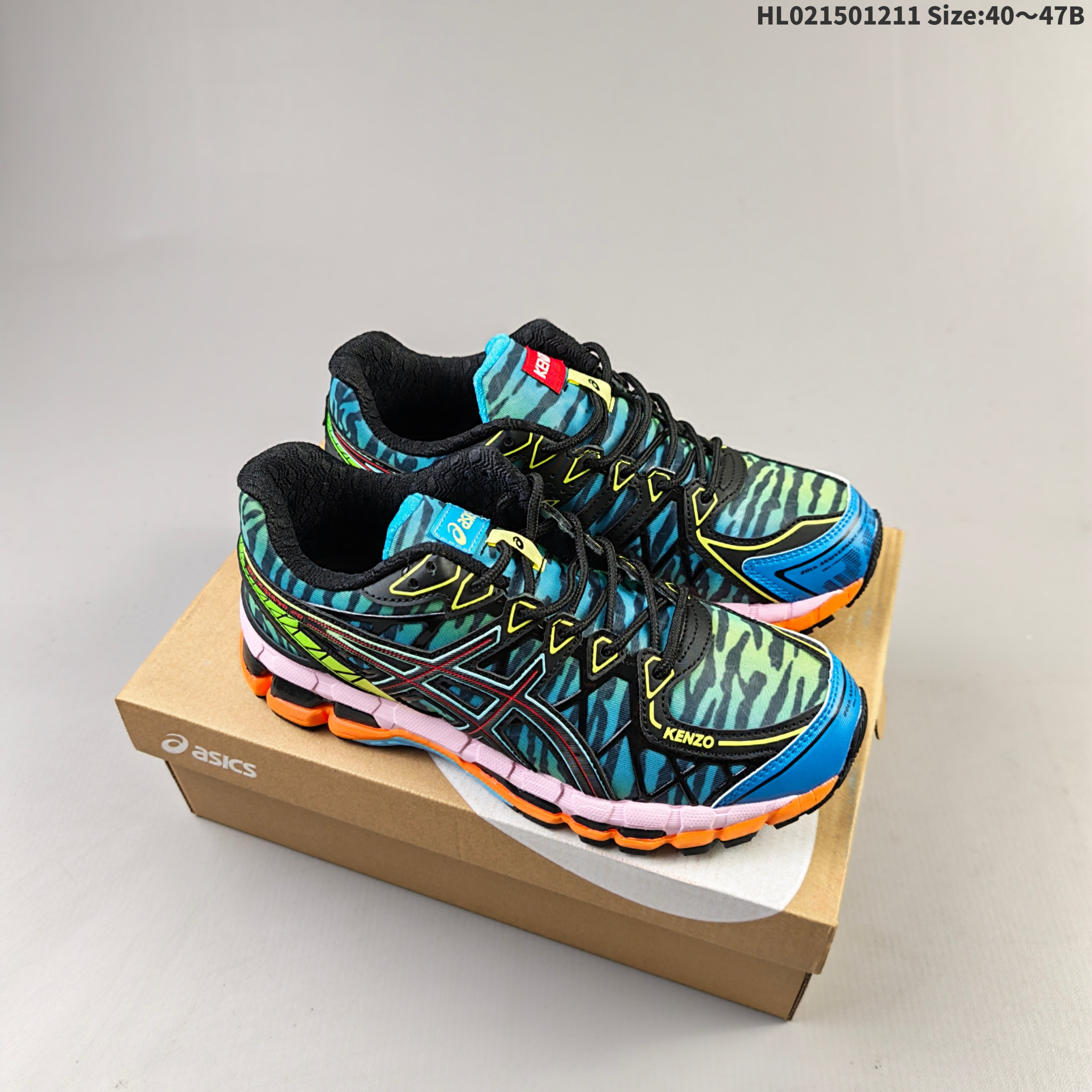 ASICS Gel-Kayano 20 KENZO Blue Green Black Orange Pink EU 40-47 Running Shoe Running Sneakers - Men s BS-69169