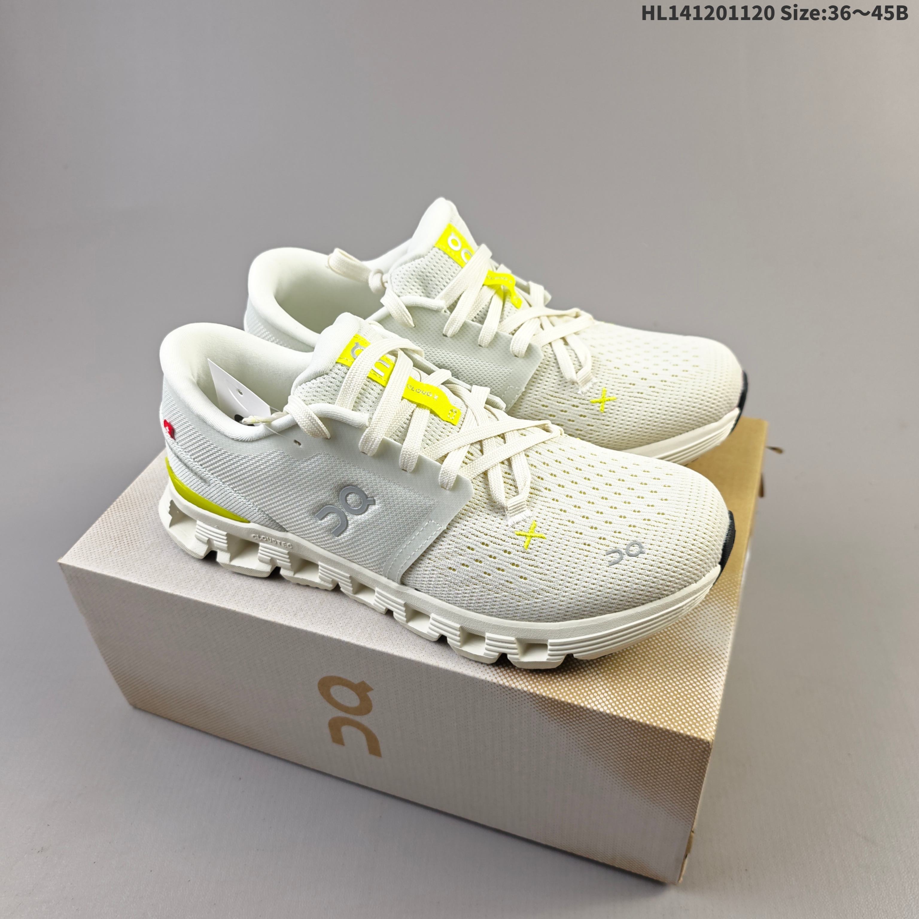 On Cloud X 4 Off White Neon Yellow EU 36-45 Running Shoe Running Sneakers - Unisex BS-69798