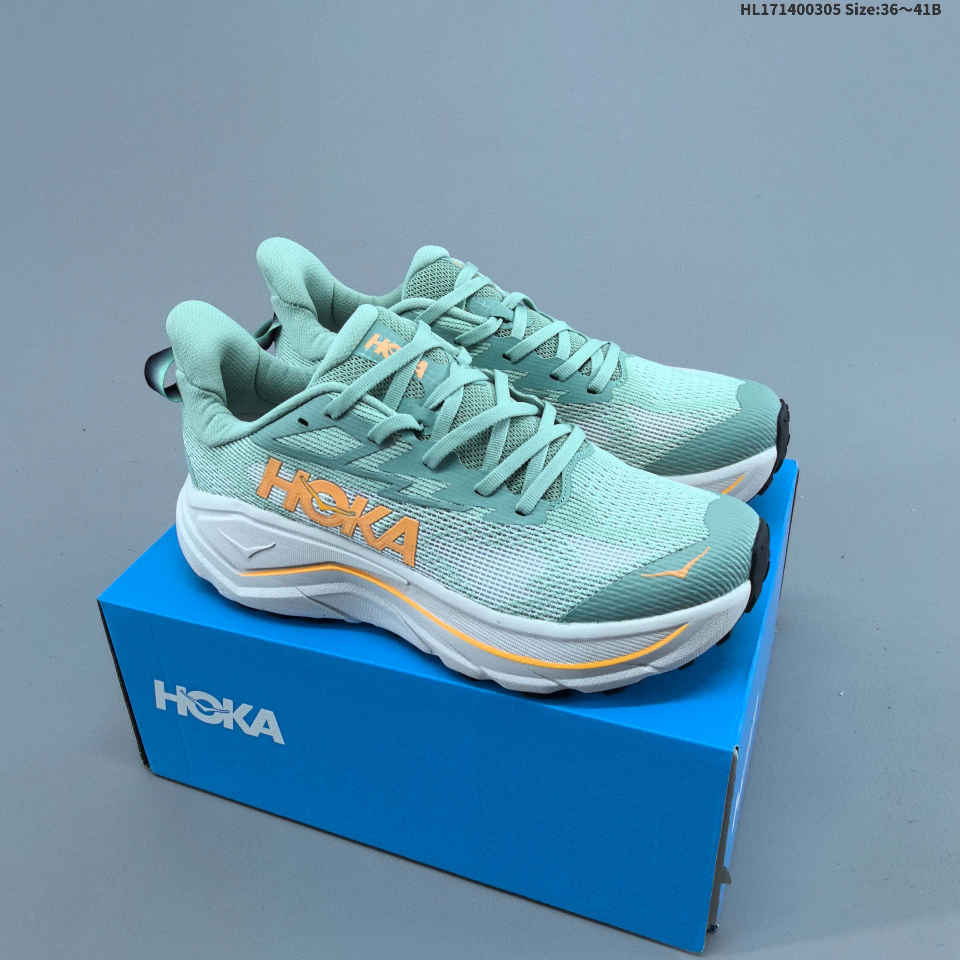 HOKA Challenger 8 Mint Green White Orange Black EU 36-41 Running Shoe Running Sneakers - Unisex BS-69387