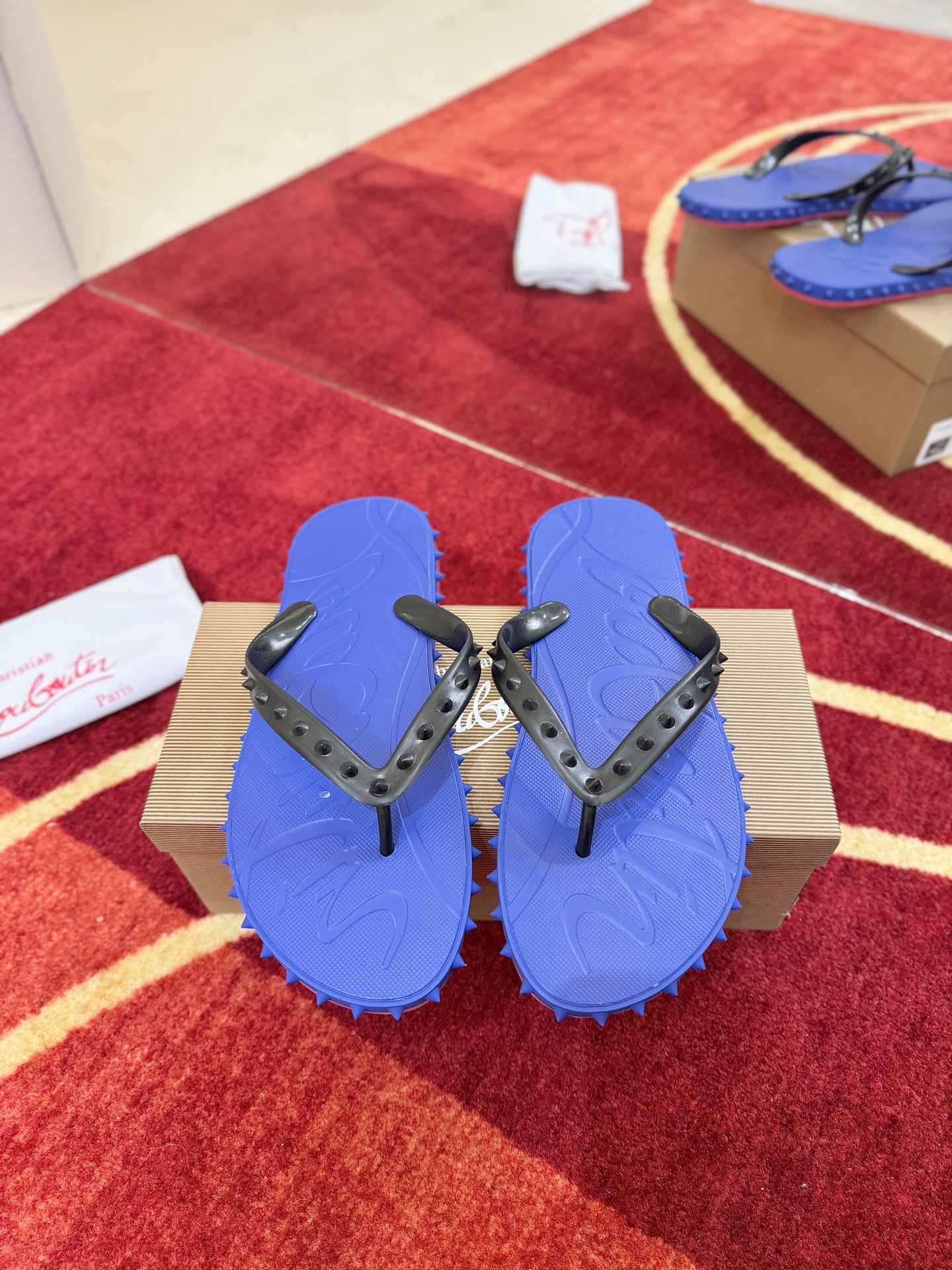 Maison margiela women's shoes ╔Blue studded flip-flops╗ — 1:1 Replica For Sale
