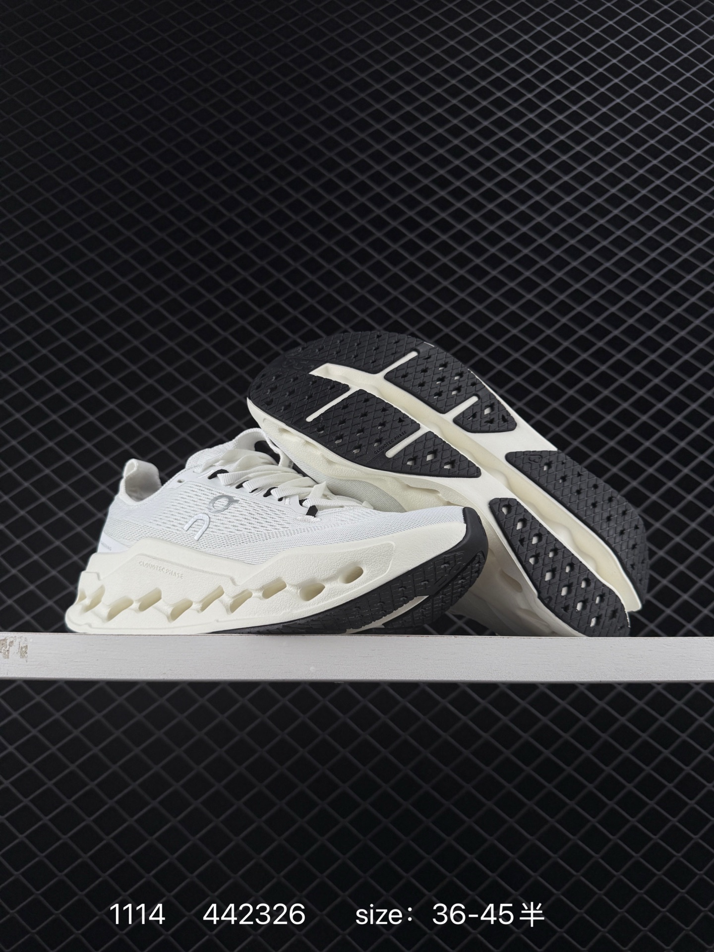 On Cloudsurfer Cloudtec Phase White Off White Black EU 36-45 Running Shoe Running Sneakers - Unisex BS-85465