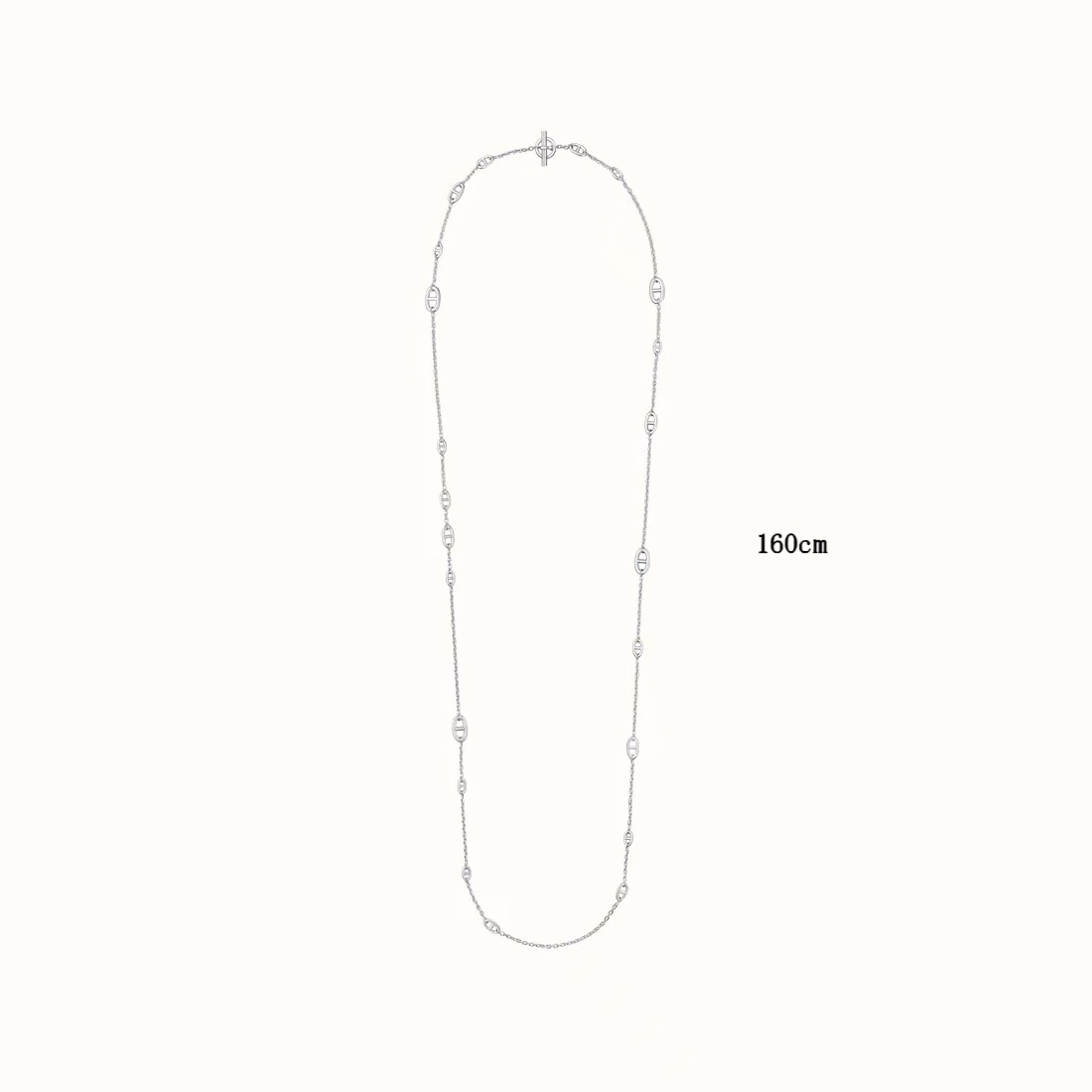 Hermes Farandole necklace silver white gold tone metal no gemstones 160cm