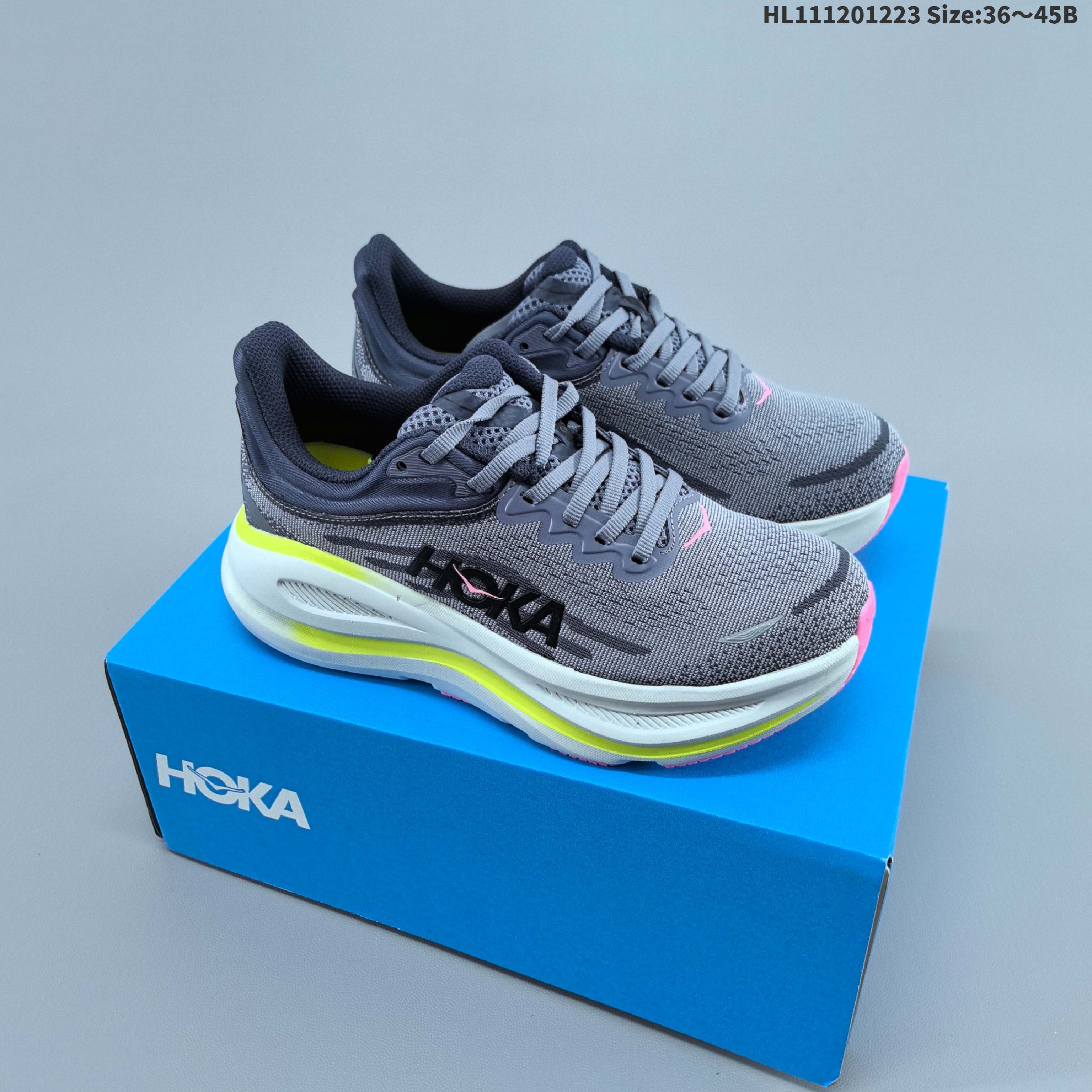 HOKA ONE ONE Bondi 9 Grey Navy Neon Yellow Pink White EU 36-45 Running Shoe Running Sneakers - Unisex BS-69422