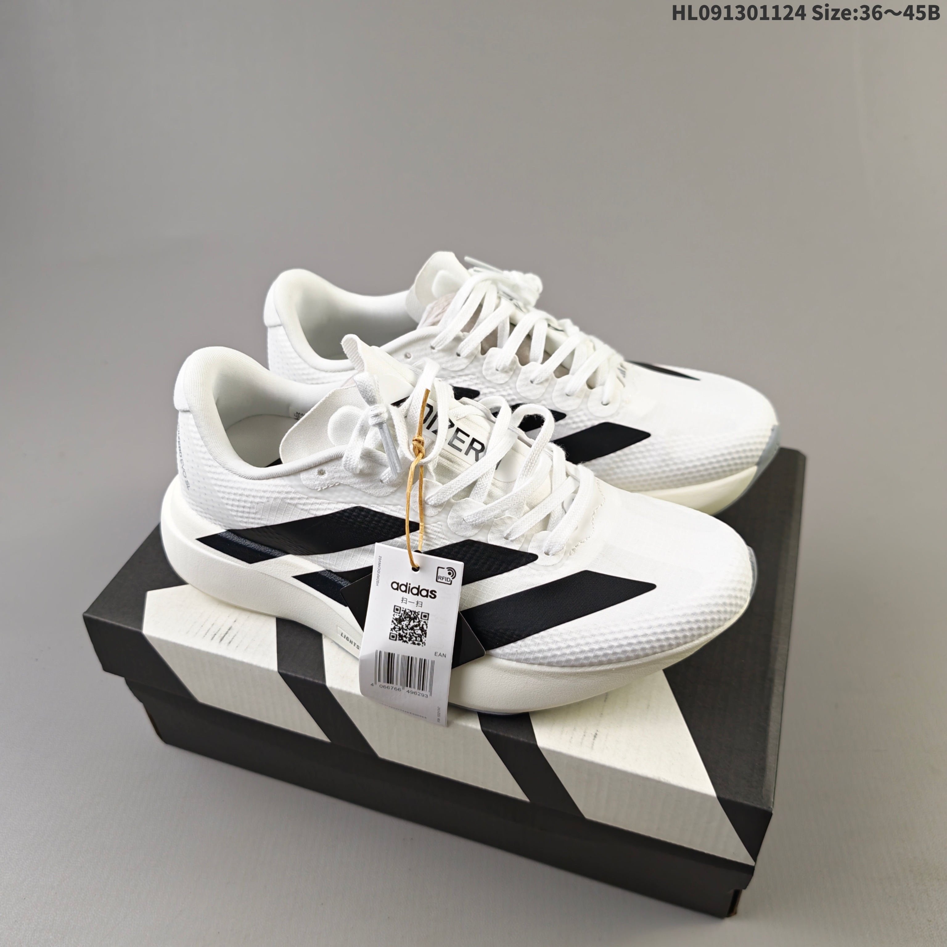Adidas Adizero Evo SL White Black Off White EU 36-45 Running Shoe Unisex BS-65475