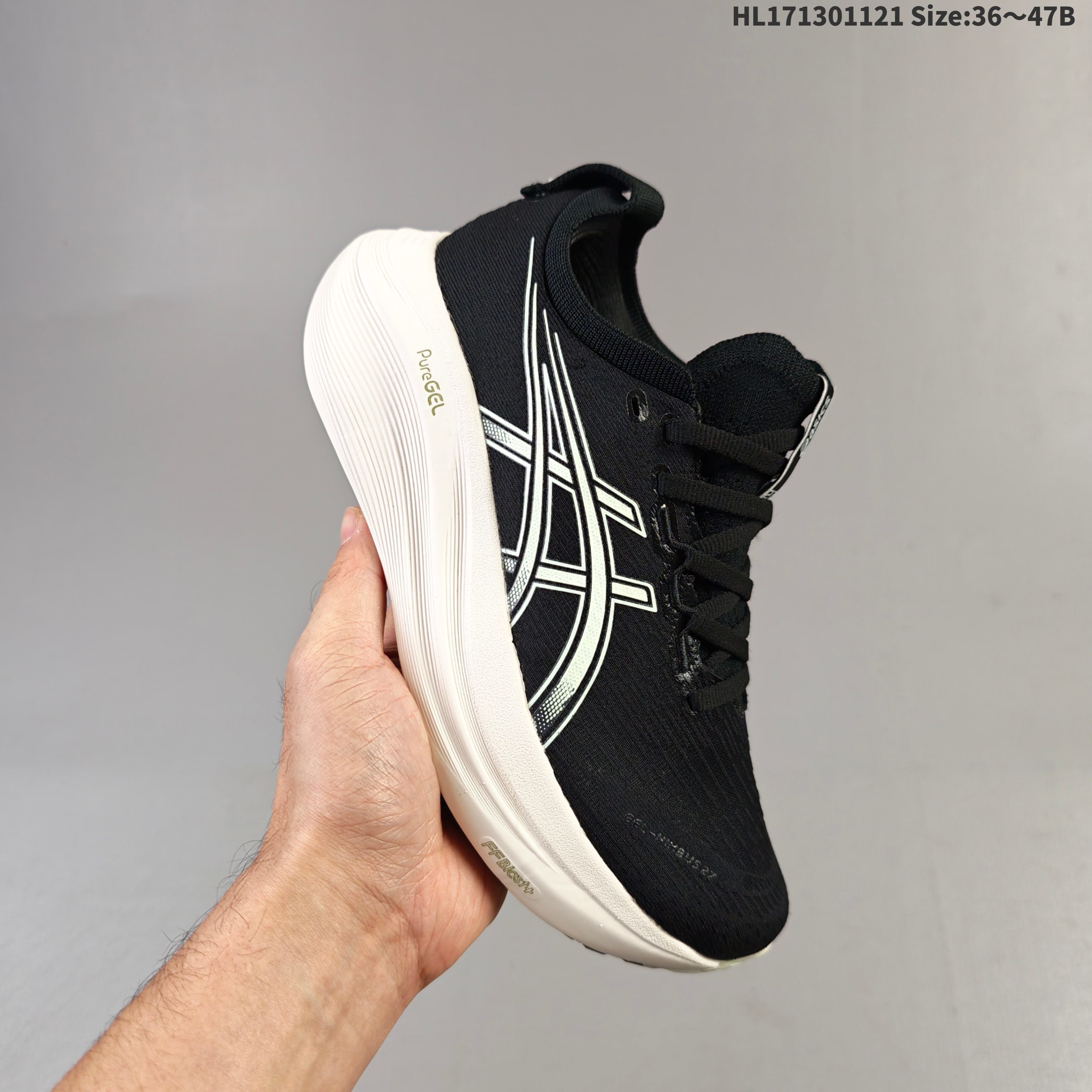 Asics Gel Nimbus 27 Black White And Light Gray EU 36-47 Running Shoe Running Sneakers Unisex BS-69254