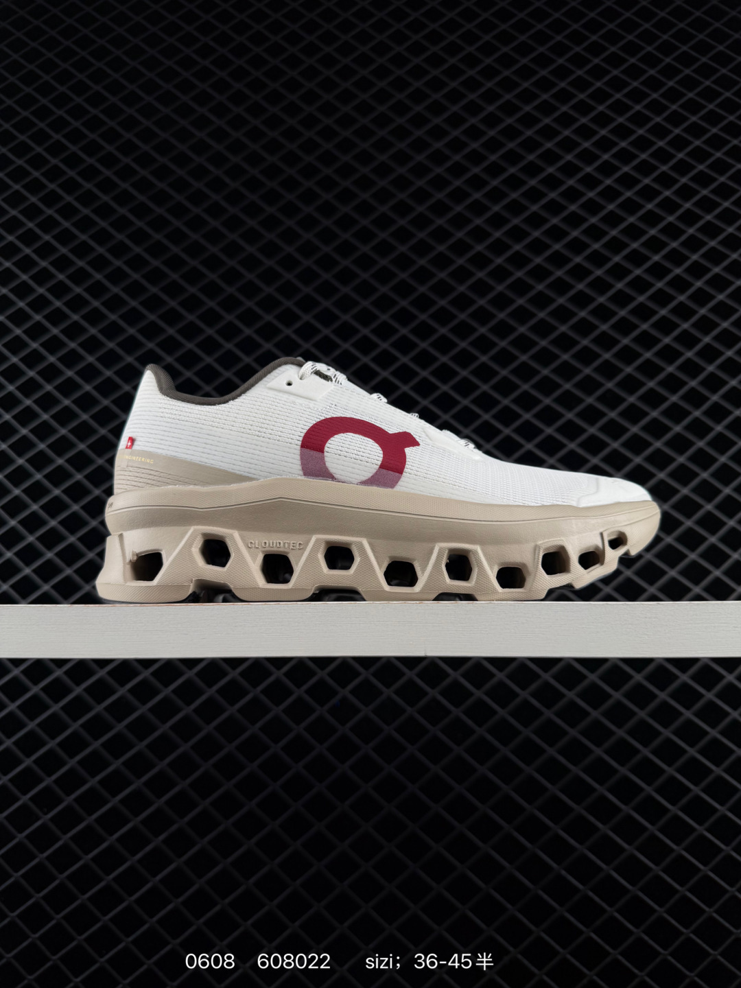 On Running Cloudmonster White Beige Red And Black EU 36-45 Running Shoe Running Sneakers - Unisex BS-85184