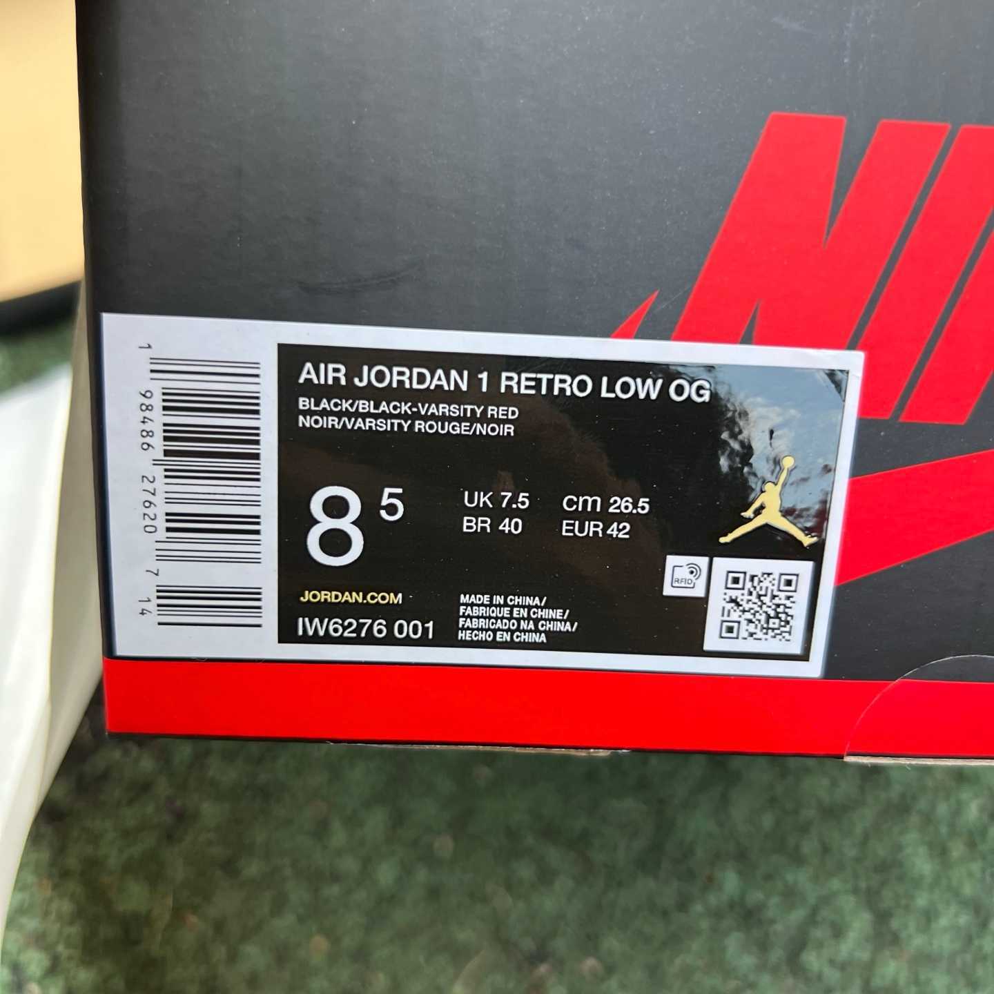 DG DY AIR JORDAN 1 Low OG “Banned” IW6276-001 — 1:1 Replica