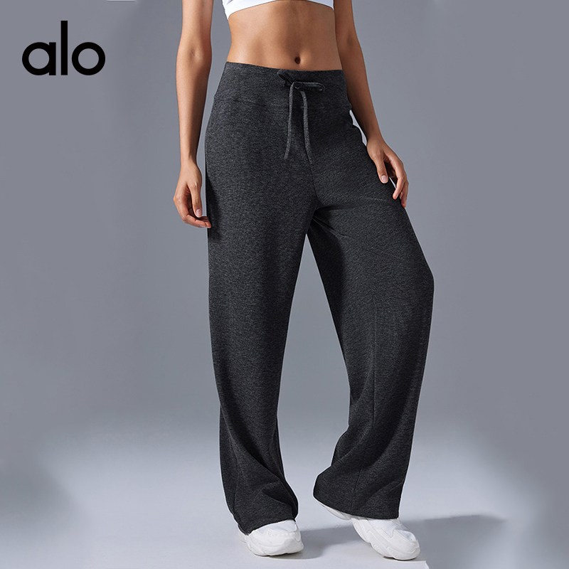 Alo Leggings aloyoga loose and versatile wide-leg pants for women, high-waisted drawstring sports — AAA Quality Replica