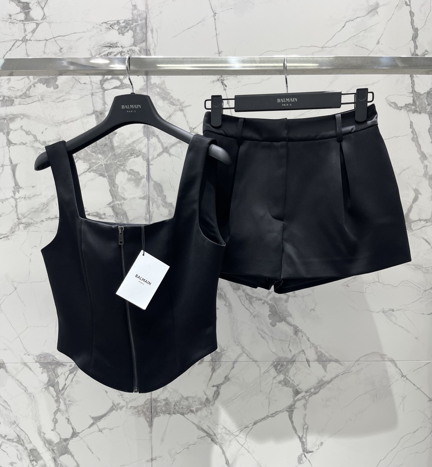 BALMAIN Women 𝗕𝗔𝗟𝗠𝗔𝗜* Balmain Zipper Square Neck Slim Fit Acetate Vest — Premium Replica