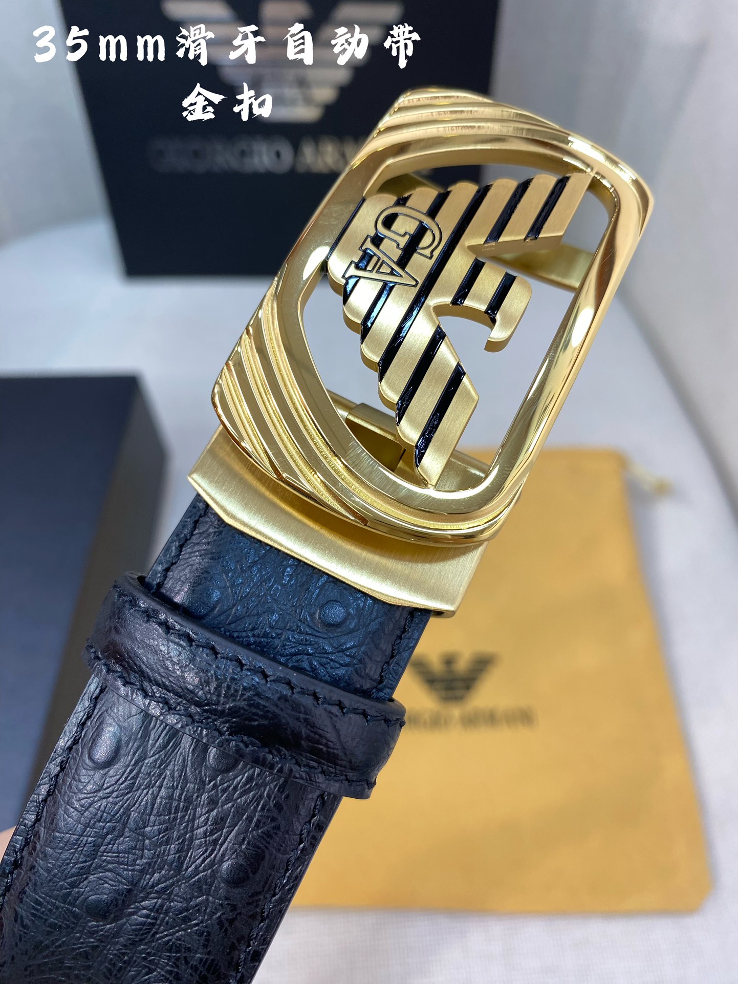 ARMANI belt Armani men's automatic belt - width 35 MM 316 fine steel buckle, exquisitely crafted, — AAA Quality Replica