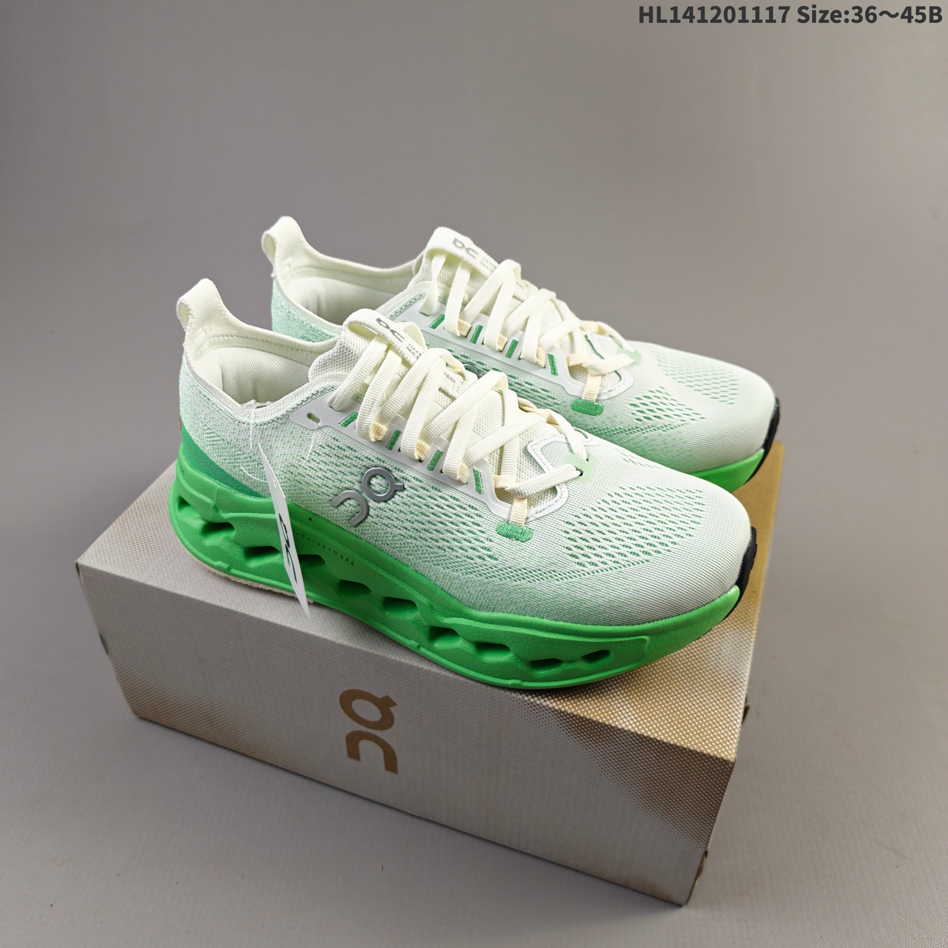 On Cloudsurfer Max White Bright Green 36-45 Running Shoe Running Sneakers - Unisex BS-69808