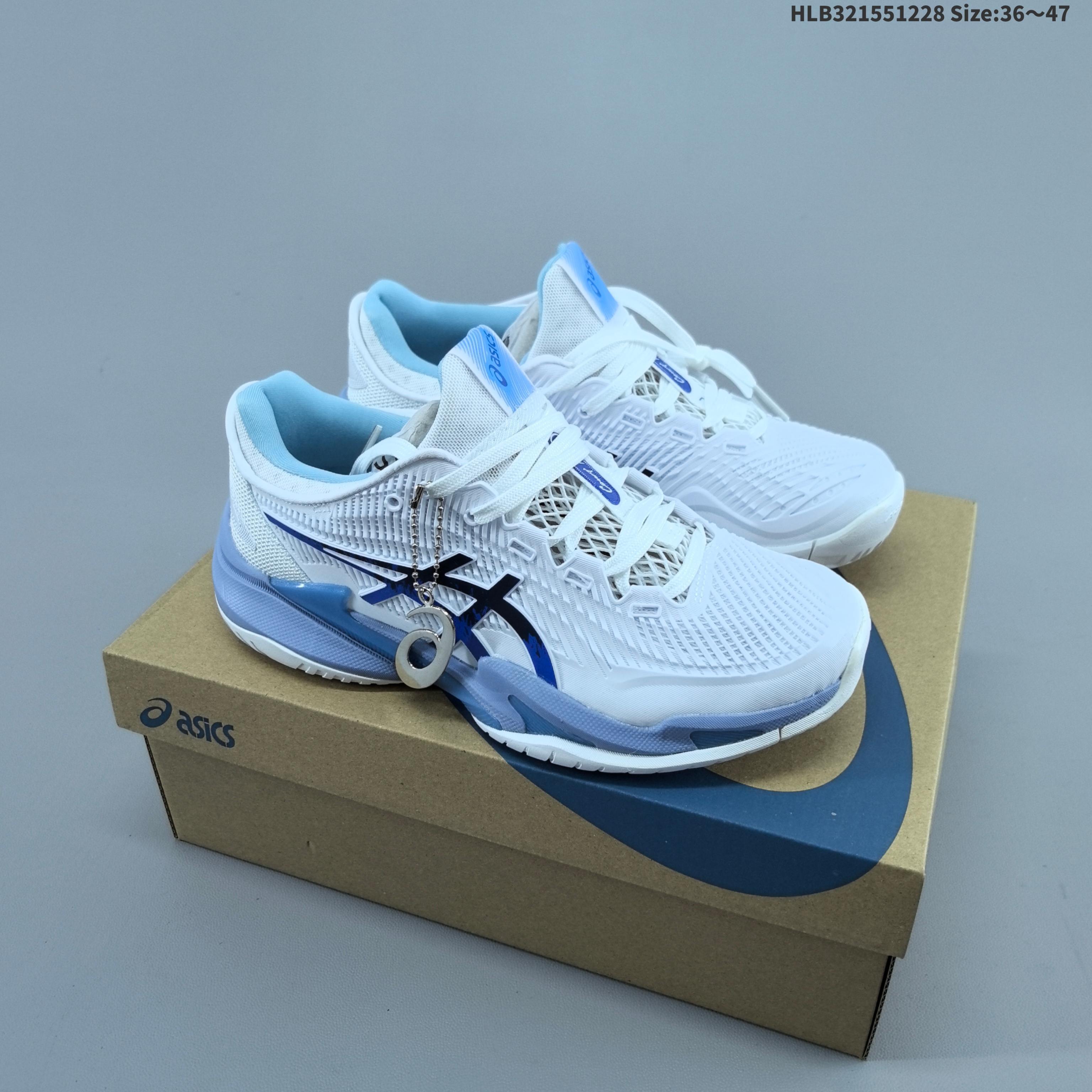 ASICS Court FF 3 Novak White Light Blue Dark Blue EU 36-47 Tennis Shoe Casual Sneakers Unisex BS-69119